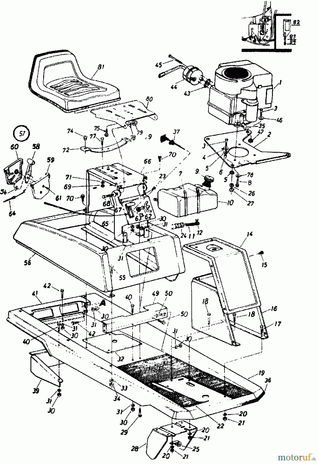  MTD Lawn tractors 8/66 139-5020  (1989) Frame, Seat, Fender