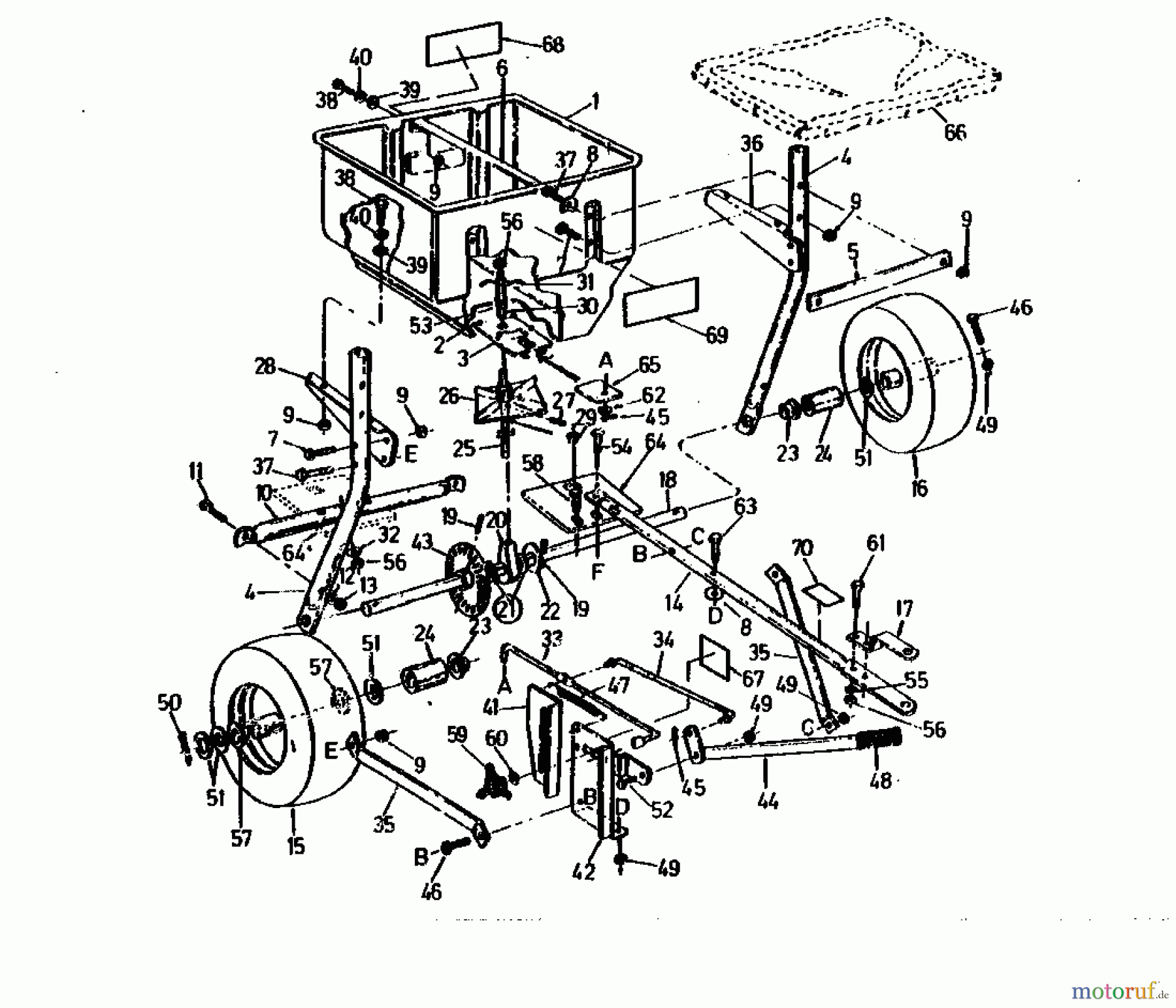  MTD Accessories Accessories garden and lawn tractors Spreader DS 70 04012.03  (1990) Basic machine