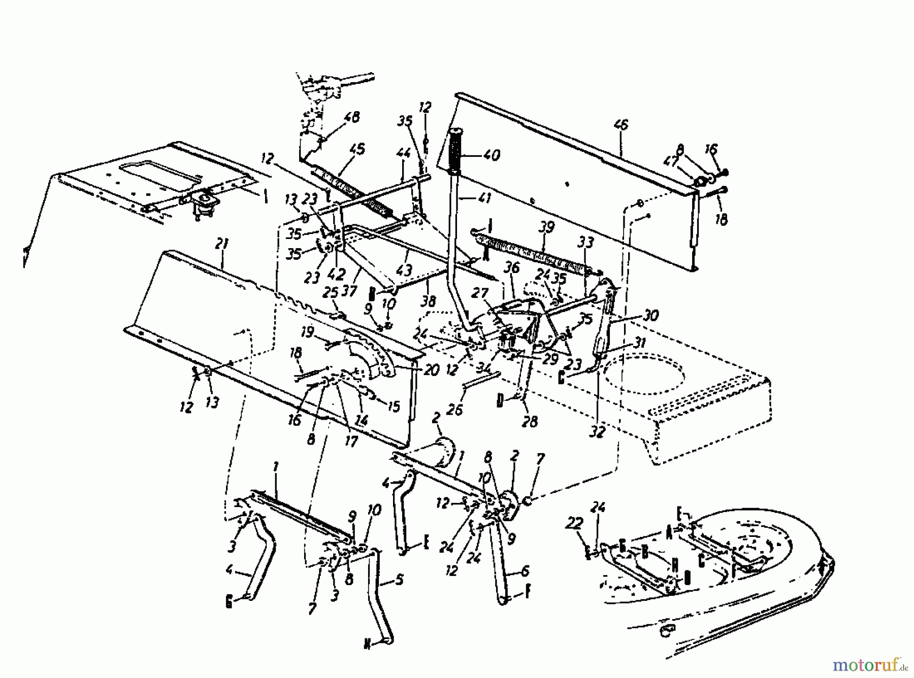  Columbia Lawn tractors 112/960 N 131-650F626  (1991) Deck lift