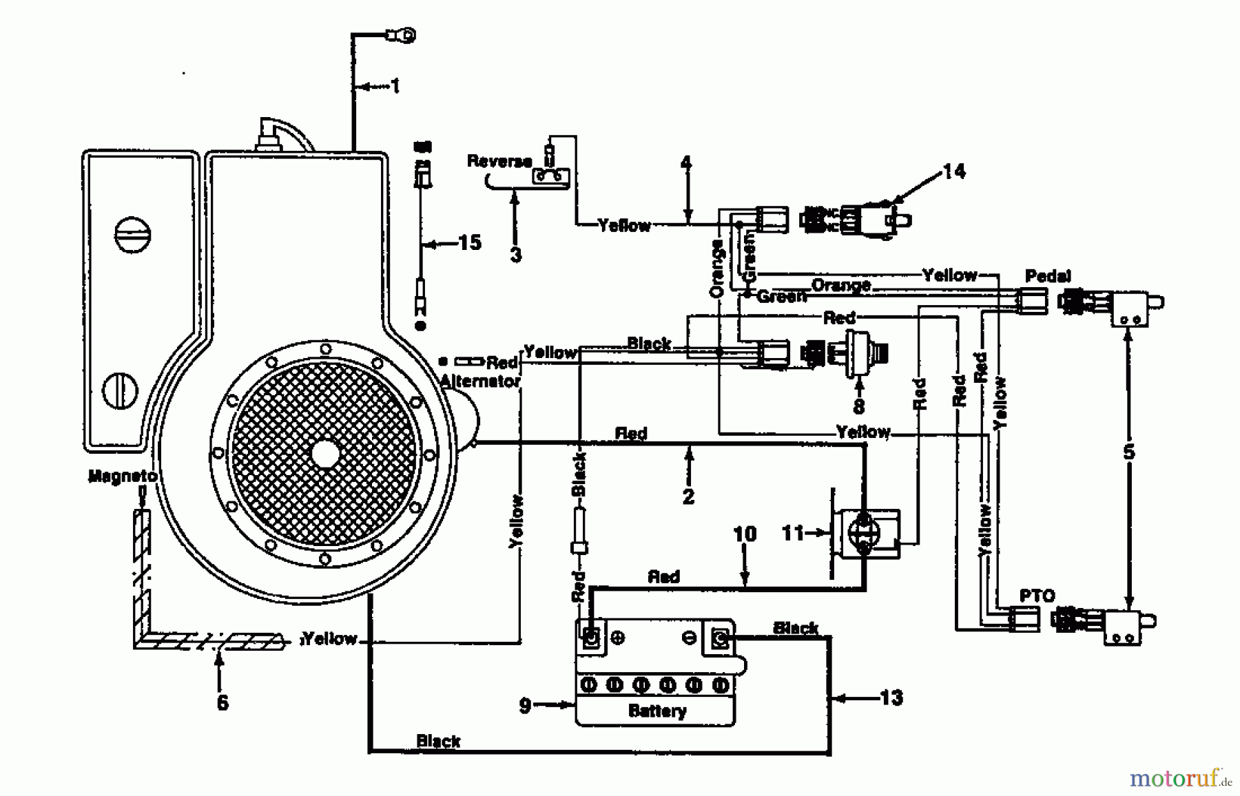  MTD Lawn tractors 10/76 HN 131-520C  (1991) Wiring diagram