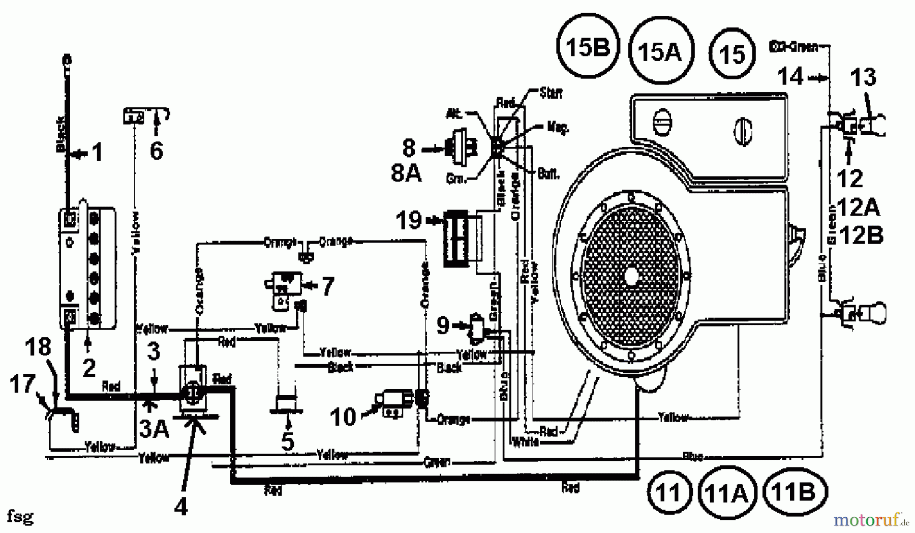  MTD Lawn tractors 11/91 133C471E600  (1993) Wiring diagram single cylinder