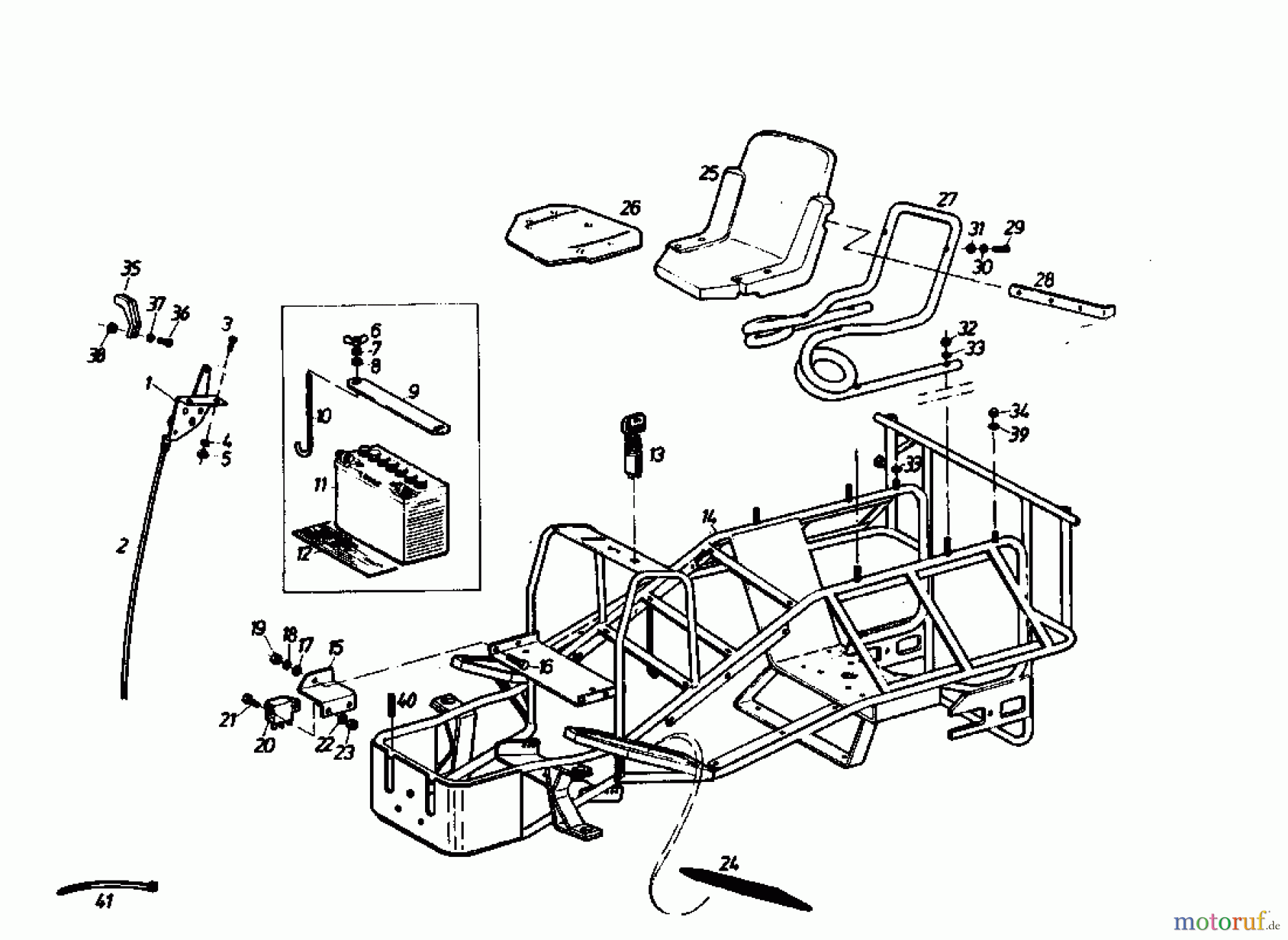  Gutbrod Lawn tractors Sprint 1000 E 02840.07  (1992) Battery, Frame, Seat