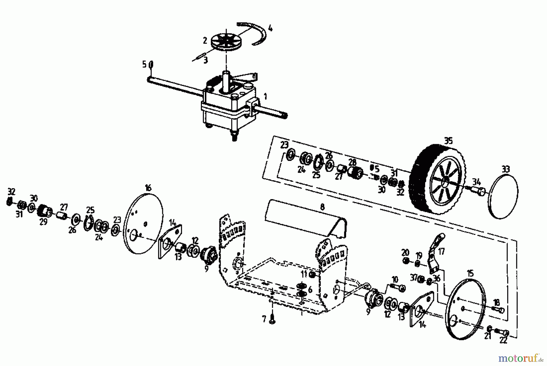  Diana Petrol mower self propelled 45 BA 04025.01  (1994) Gearbox, Wheels, Cutting hight adjustment
