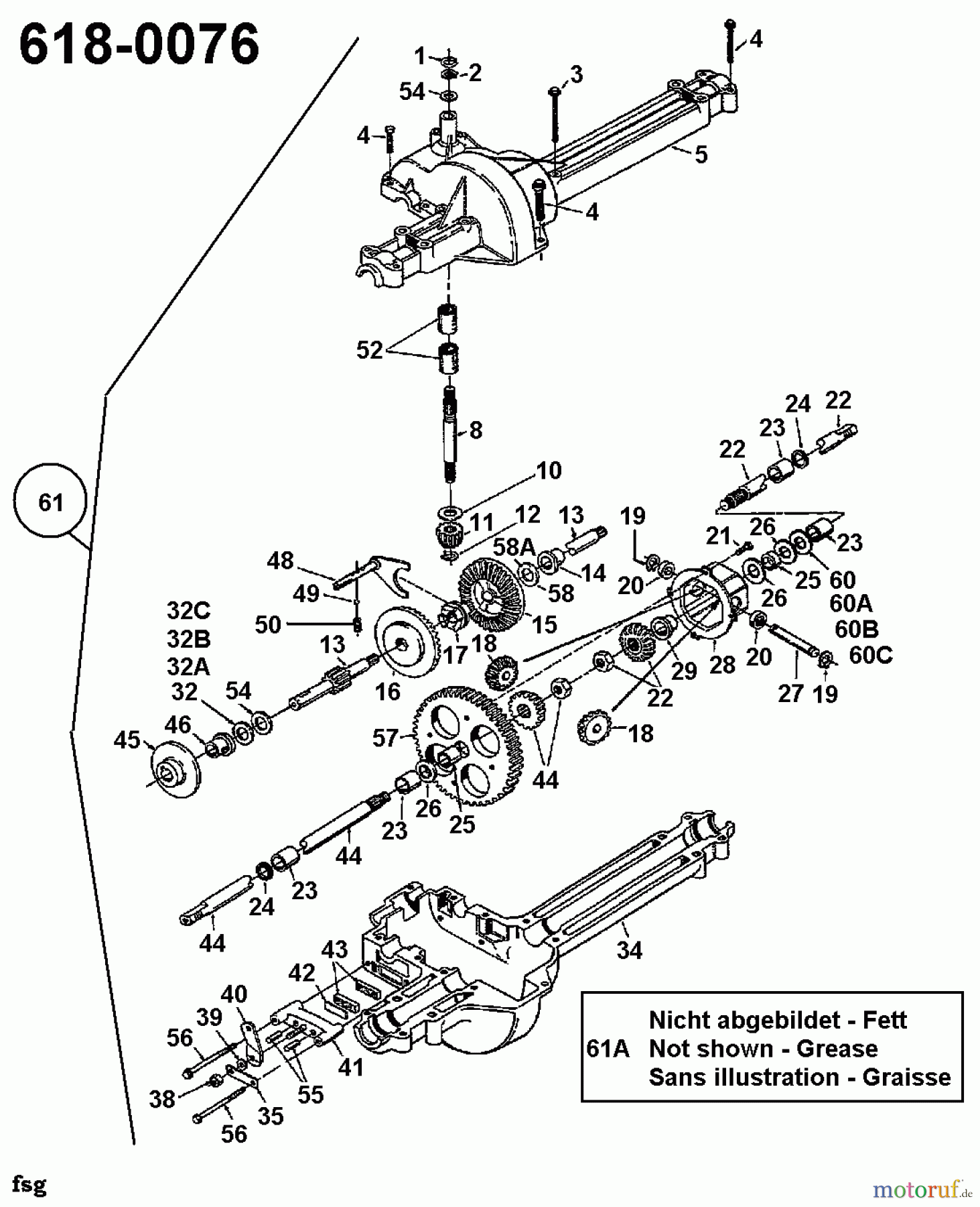  Raiffeisen Lawn tractors RMS 13-96 135N473F643  (1995) Gearbox 618-0076