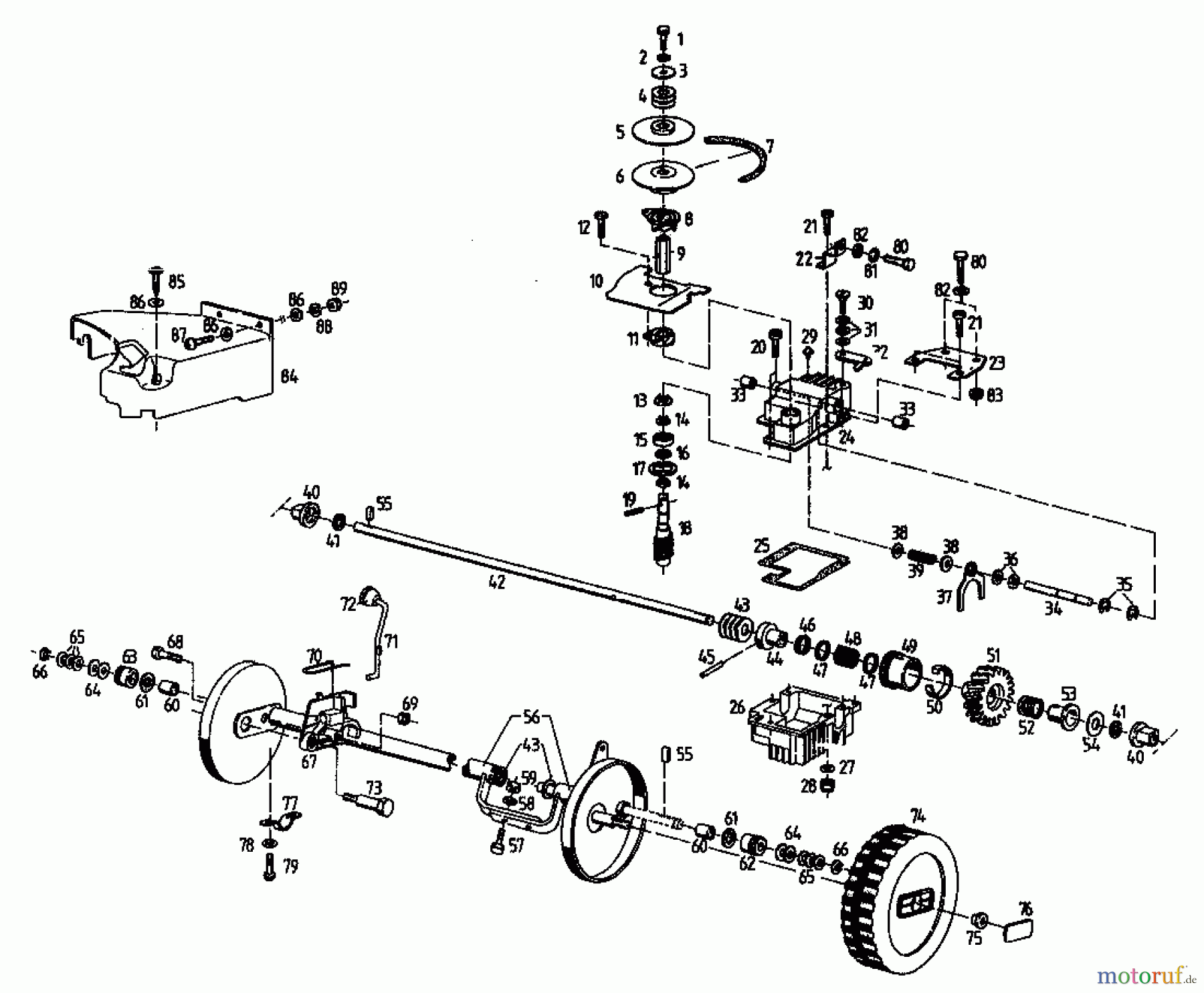  Gutbrod Petrol mower self propelled MH 454 RV 04024.04  (1995) Gearbox, Wheels