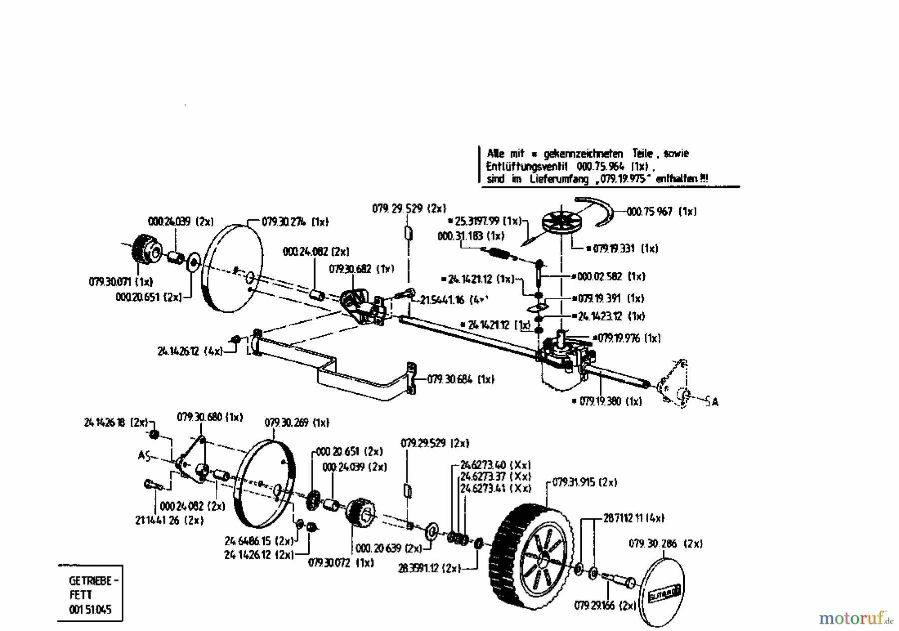  Gutbrod Petrol mower self propelled HB 48 RL 02815.04  (1995) Gearbox, Wheels