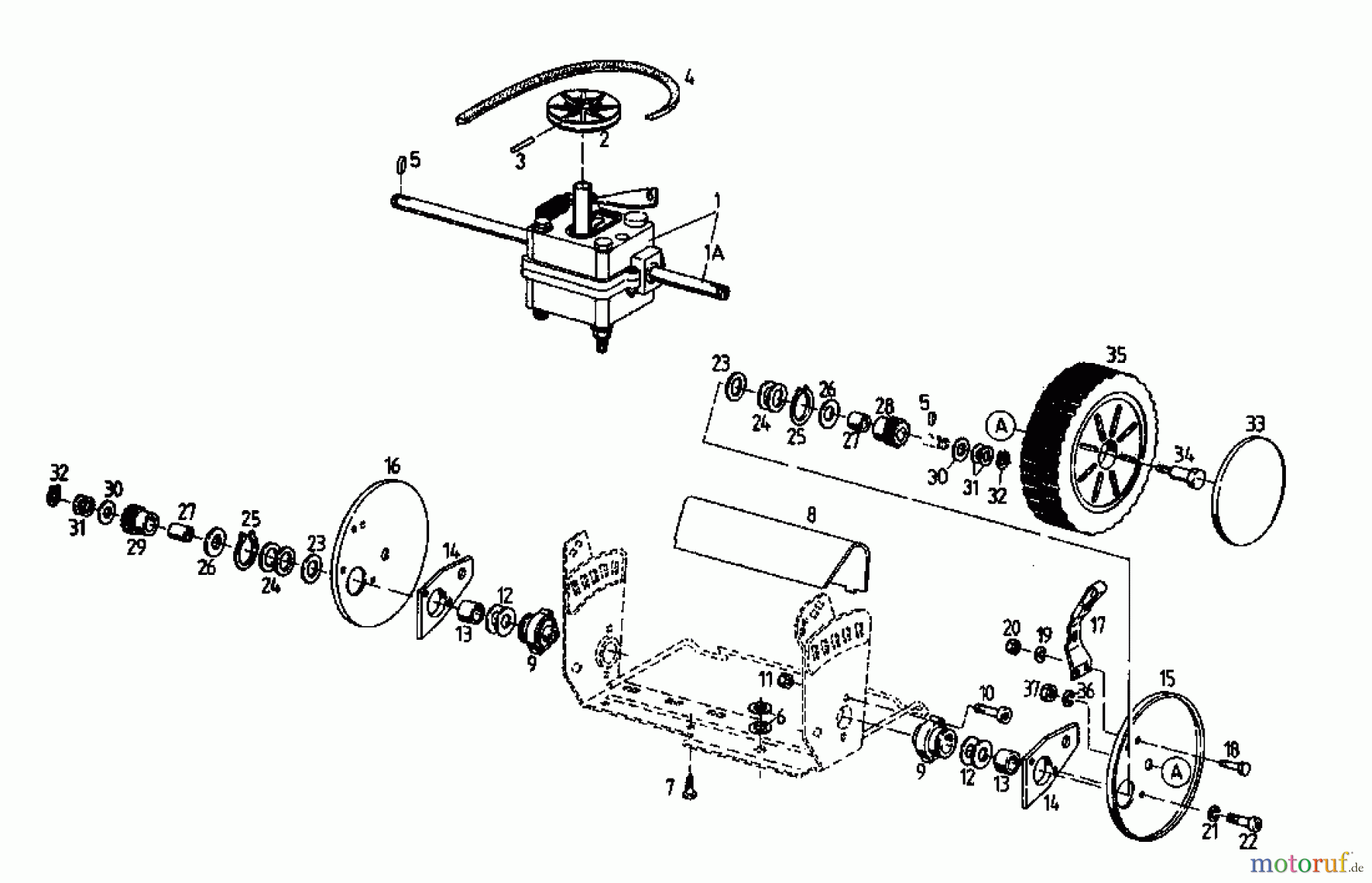  Floraself Petrol mower self propelled 3746 BLR 04033.02  (1995) Gearbox, Wheels, Cutting hight adjustment