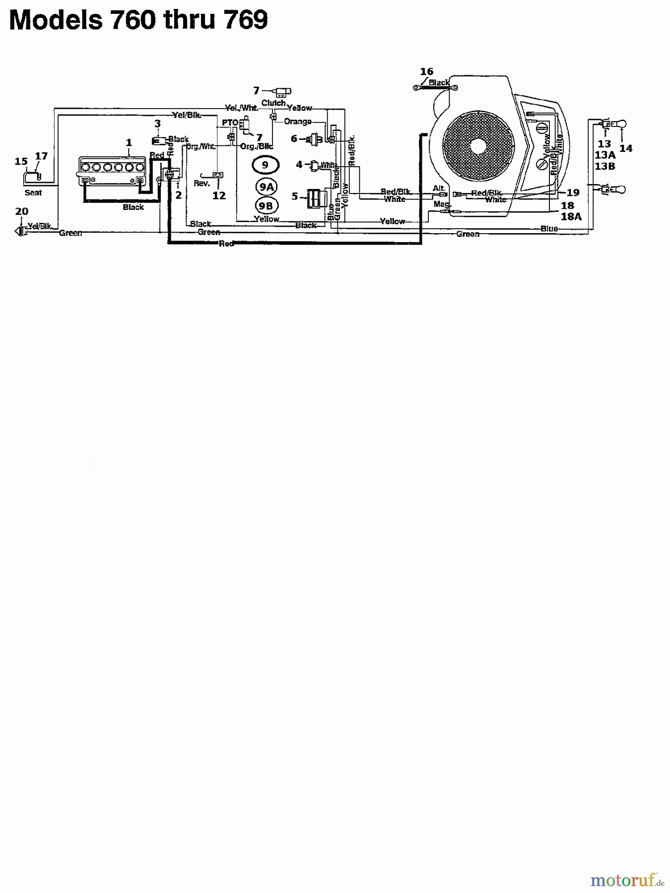 MTD Lawn tractors 125/102 135K761N602  (1995) Wiring diagram