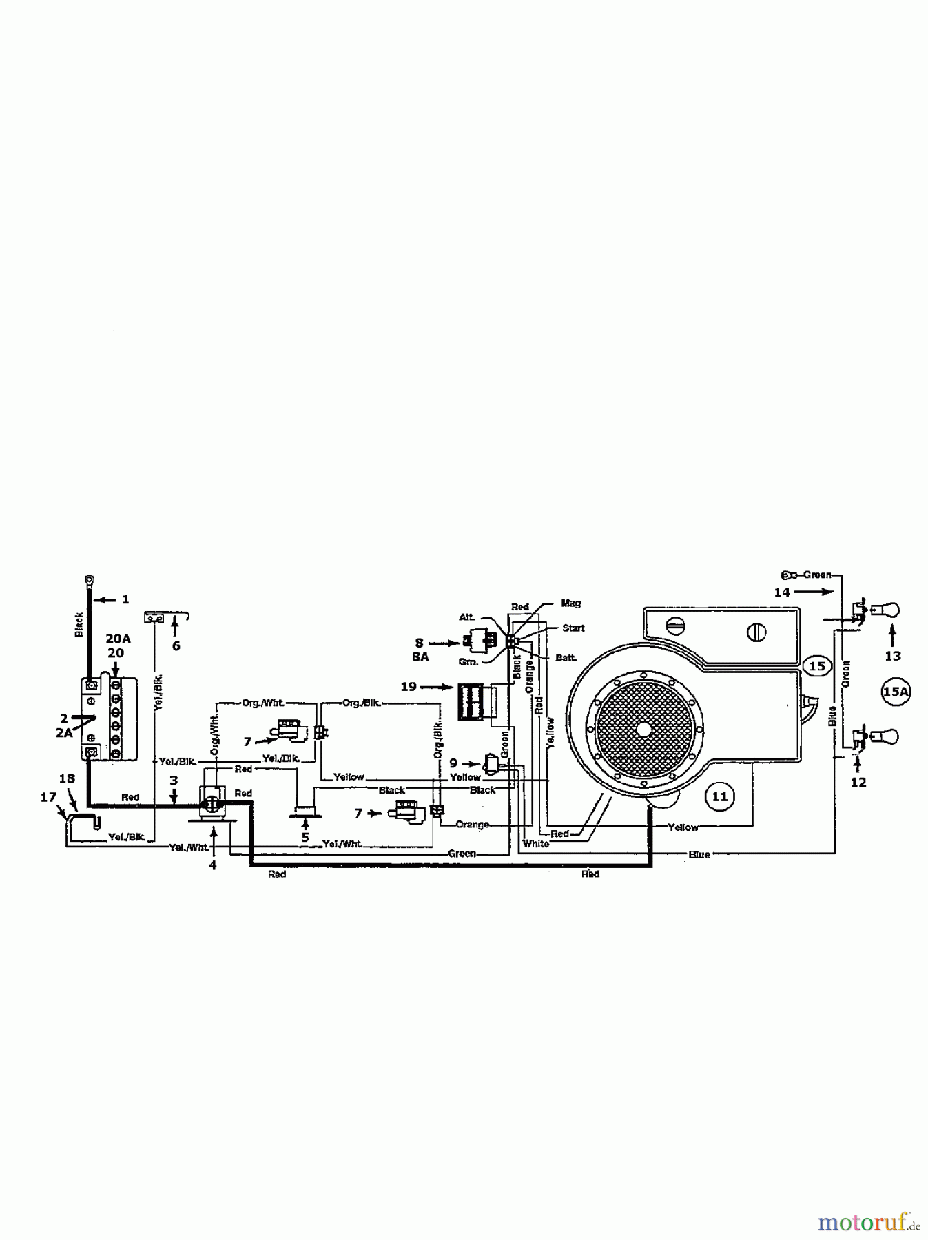  MTD Lawn tractors B 12 136H451E600  (1996) Wiring diagram single cylinder