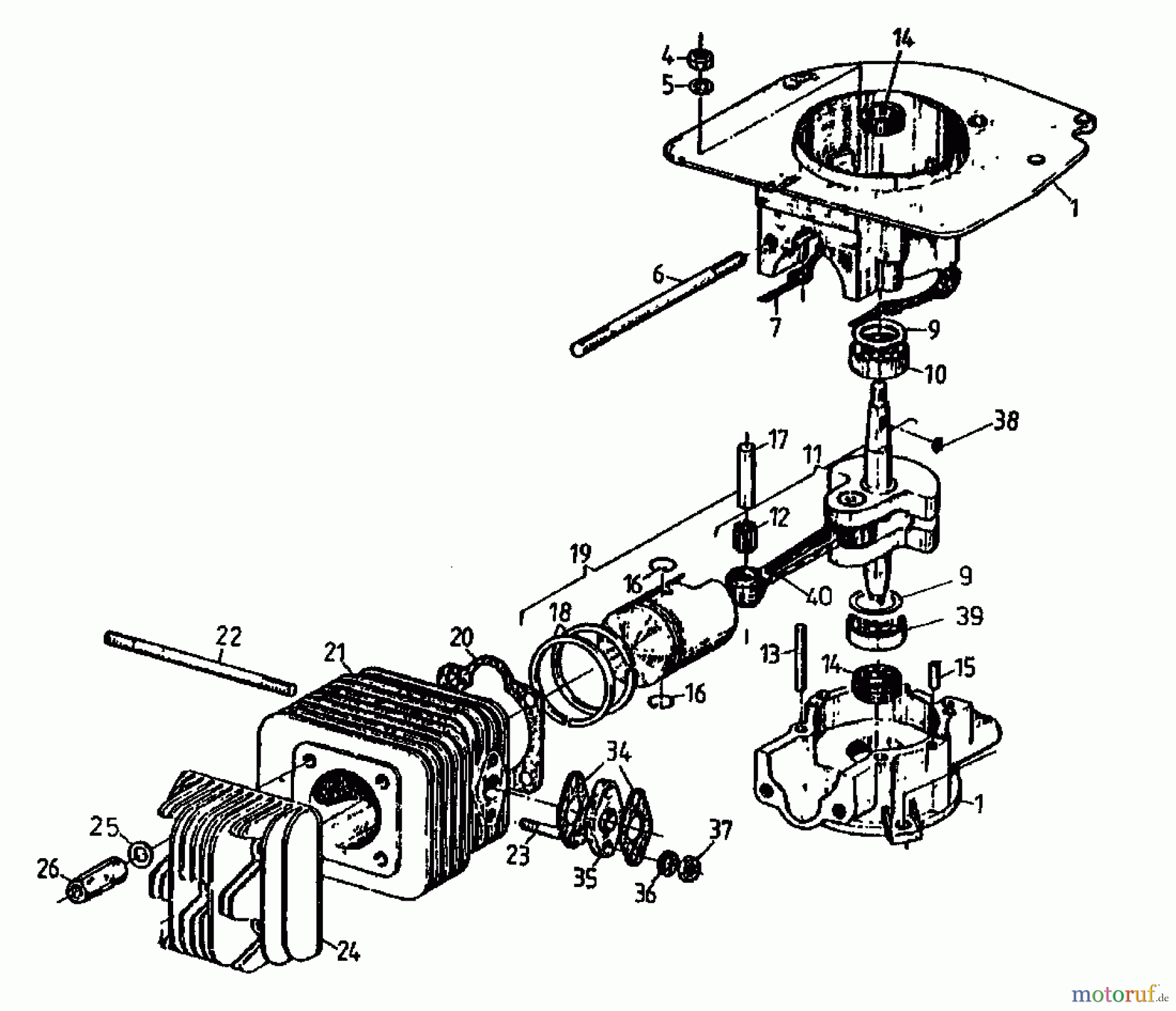  Gutbrod Cutter bar mower BM 100-2/G 07508.06  (1996) Crankcase, Cylinder