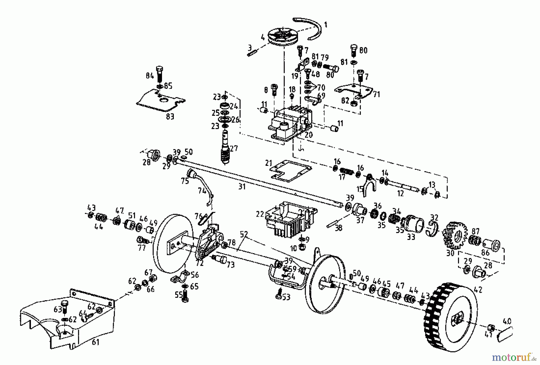  Gutbrod Petrol mower self propelled MH 454 RB 04024.02  (1996) Gearbox, Wheels