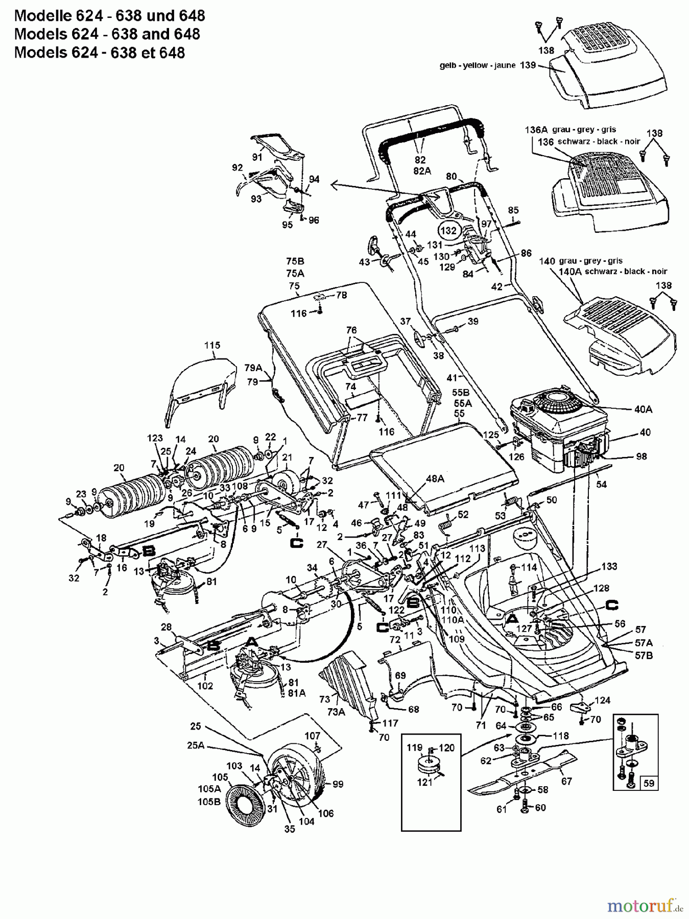  Gutbrod Petrol mower self propelled MH 464 RV 6 126-648C604  (1996) Basic machine