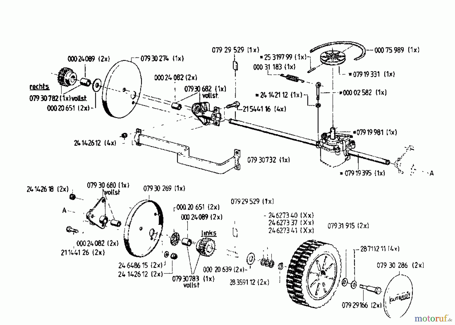  Gutbrod Petrol mower self propelled HB 42 RL 04029.01  (1996) Gearbox, Wheels