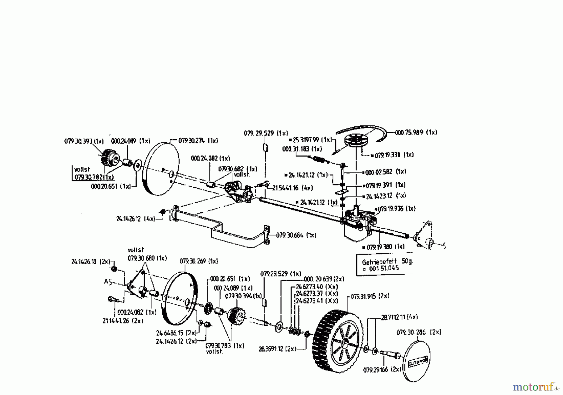  Gutbrod Petrol mower self propelled HB 48 R 02815.06  (1996) Gearbox, Wheels