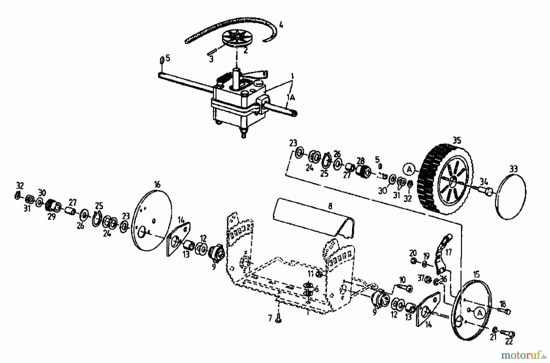  Floraself Petrol mower self propelled 3746 BLRE 04033.07  (1996) Gearbox, Wheels, Cutting hight adjustment