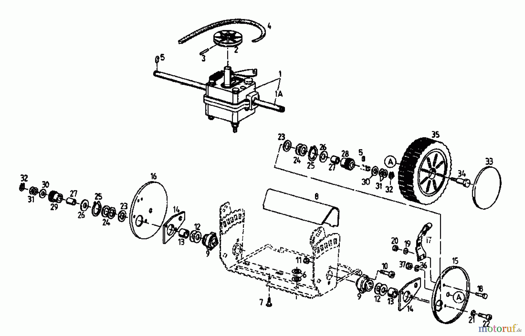  Floraself Petrol mower self propelled 3746 BLR 04033.02  (1996) Gearbox, Wheels, Cutting hight adjustment