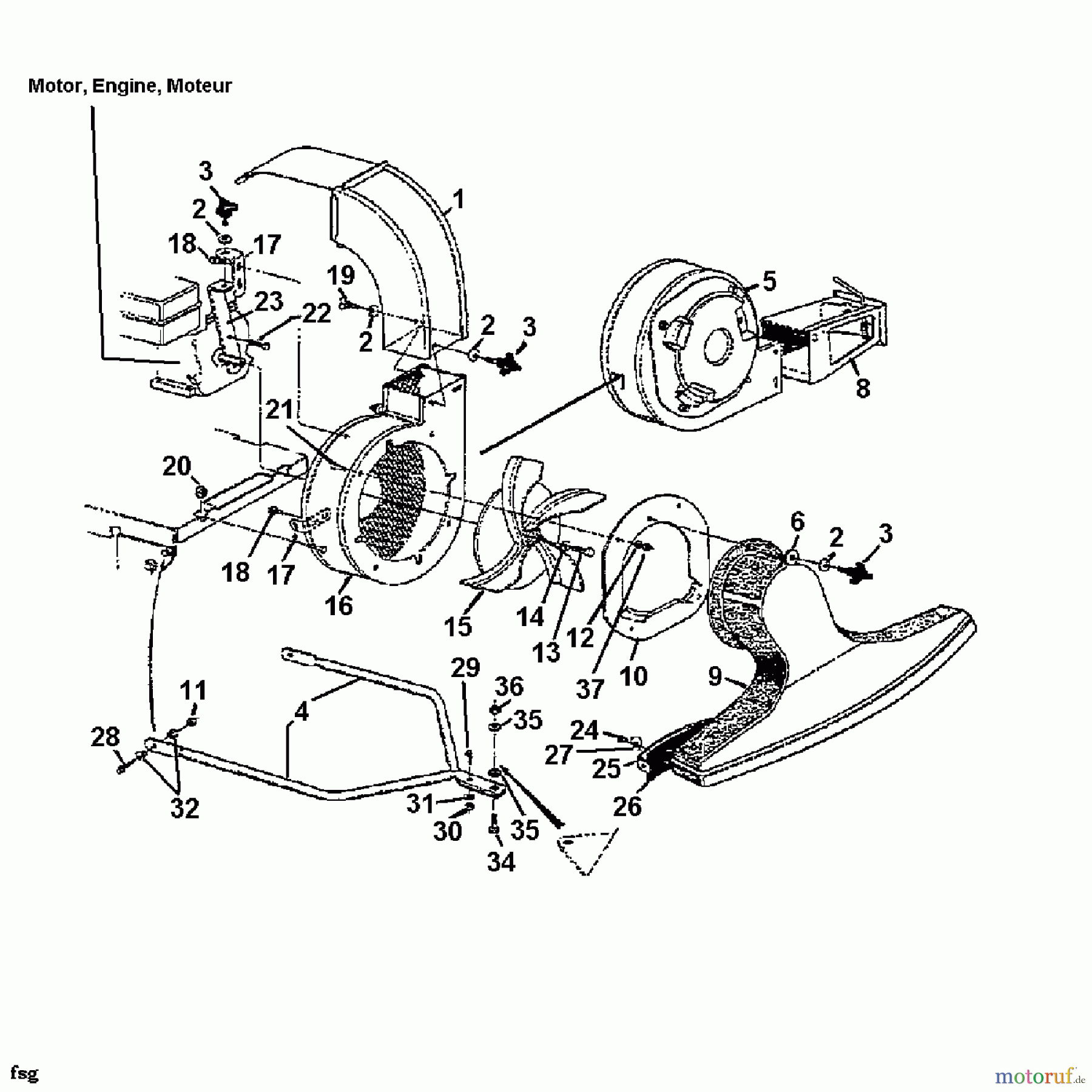  MTD Leaf blower, Blower vac 685 247-685-000  (1987) Nozzle, Hopper