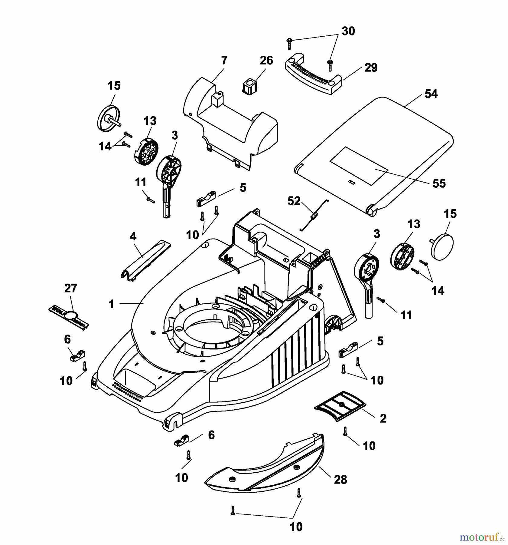  Wolf-Garten Petrol mower self propelled B 46 TBA 4606080 Series A  (2003) Deck housing