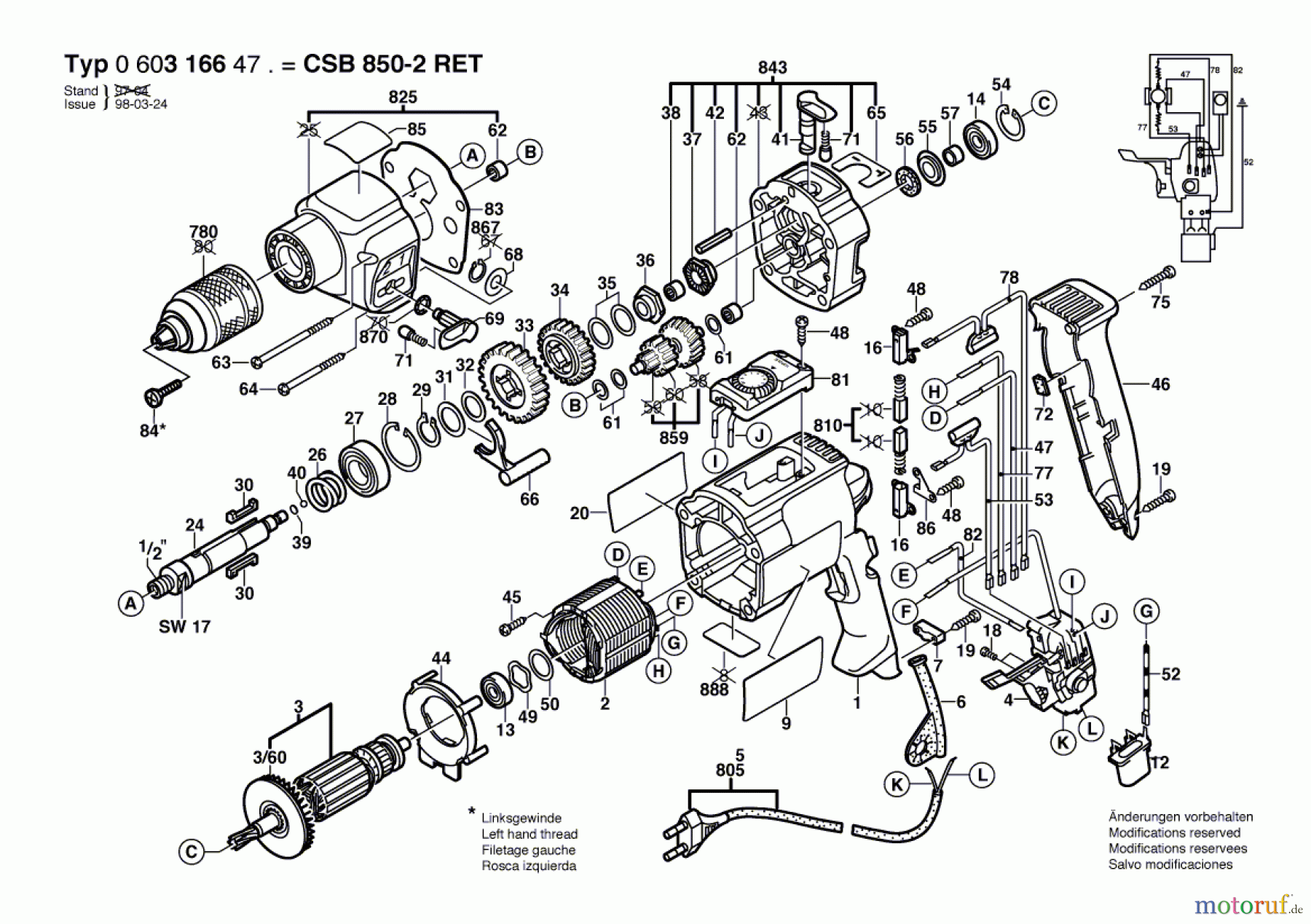  Bosch Werkzeug Schlagbohrmaschine CSB 850-2 RET Seite 1