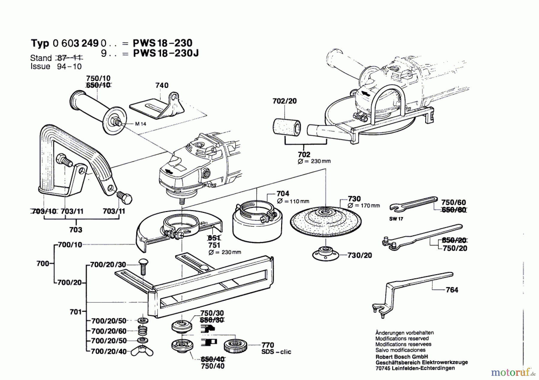  Bosch Werkzeug Winkelschleifer PWS 18-230 J Seite 2