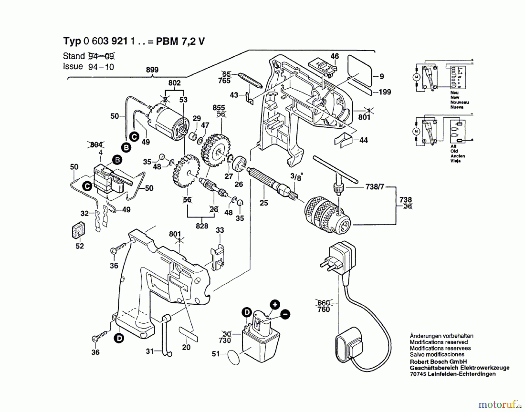  Bosch Akku Werkzeug Akku-Bohrmaschine PBM 7,2 V Seite 1