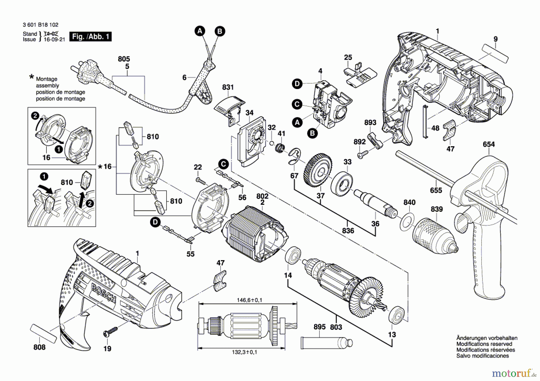  Bosch Werkzeug Schlagbohrmaschine GSB 1600 RE Seite 1