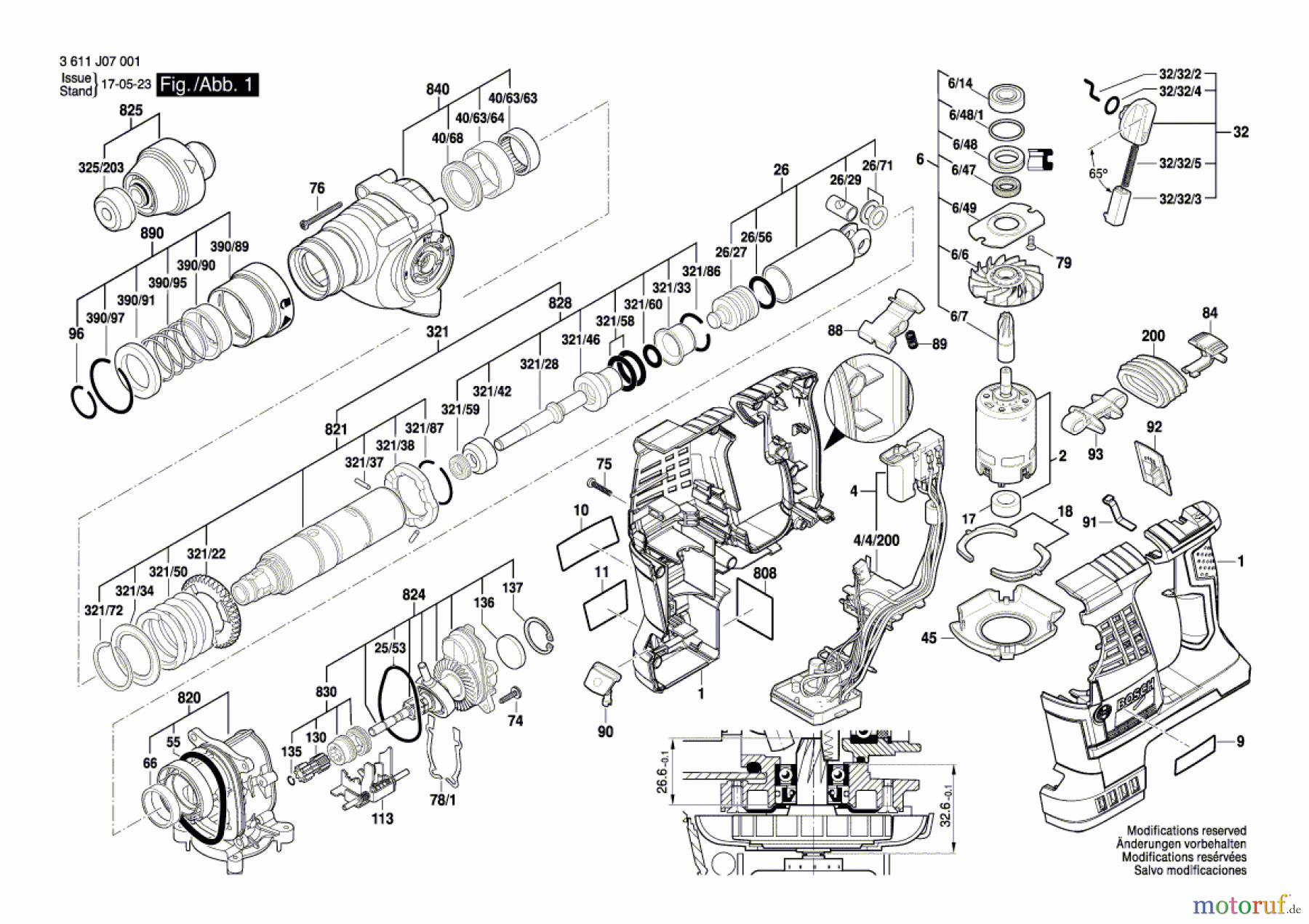  Bosch Akku Werkzeug Akku-Bohrhammer GBH 36 VF-LI Plus Seite 1