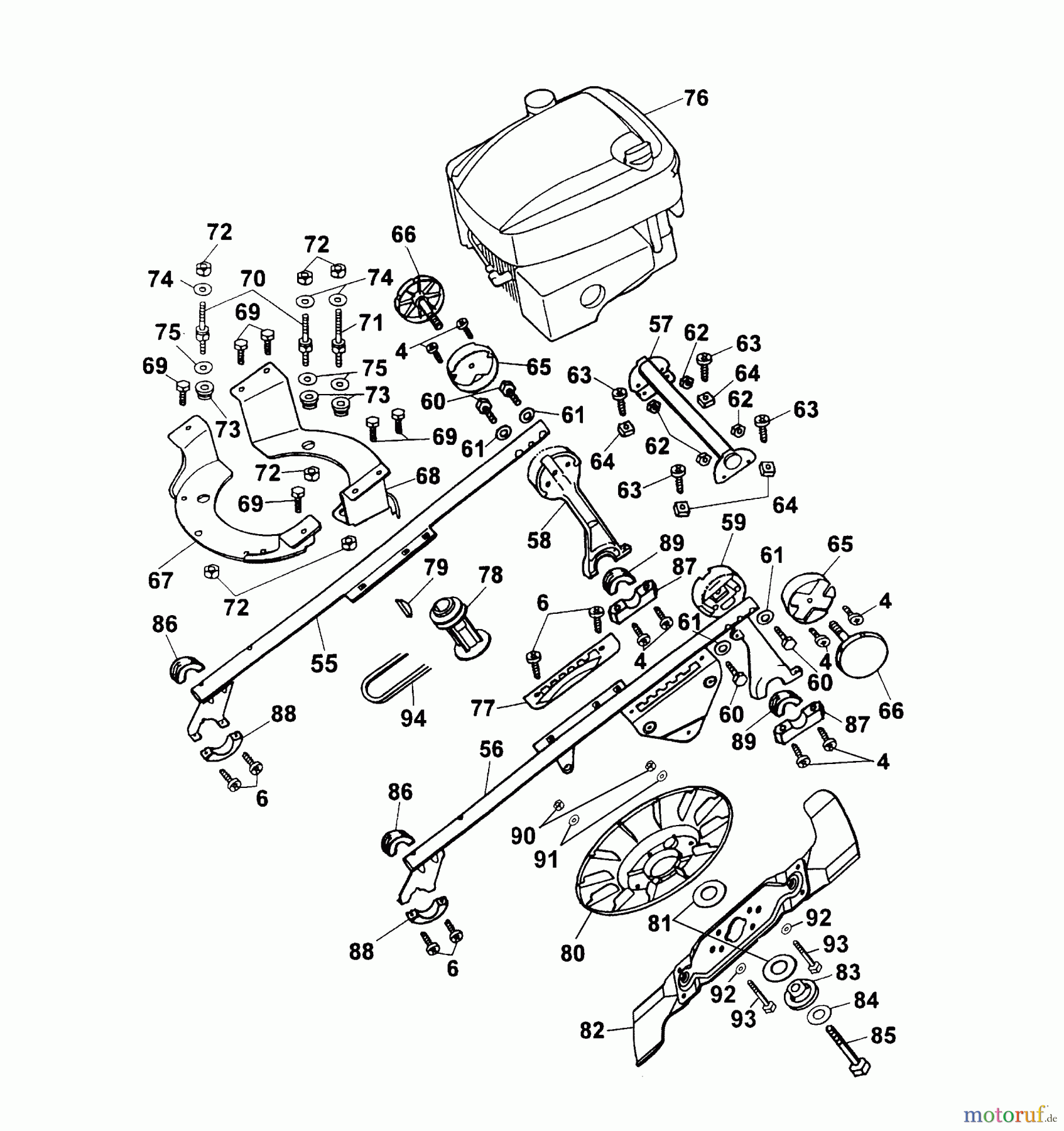  Wolf-Garten Petrol mower self propelled Concept 43 BA 4350000 Series D  (2004) Frame, Blade, Motor