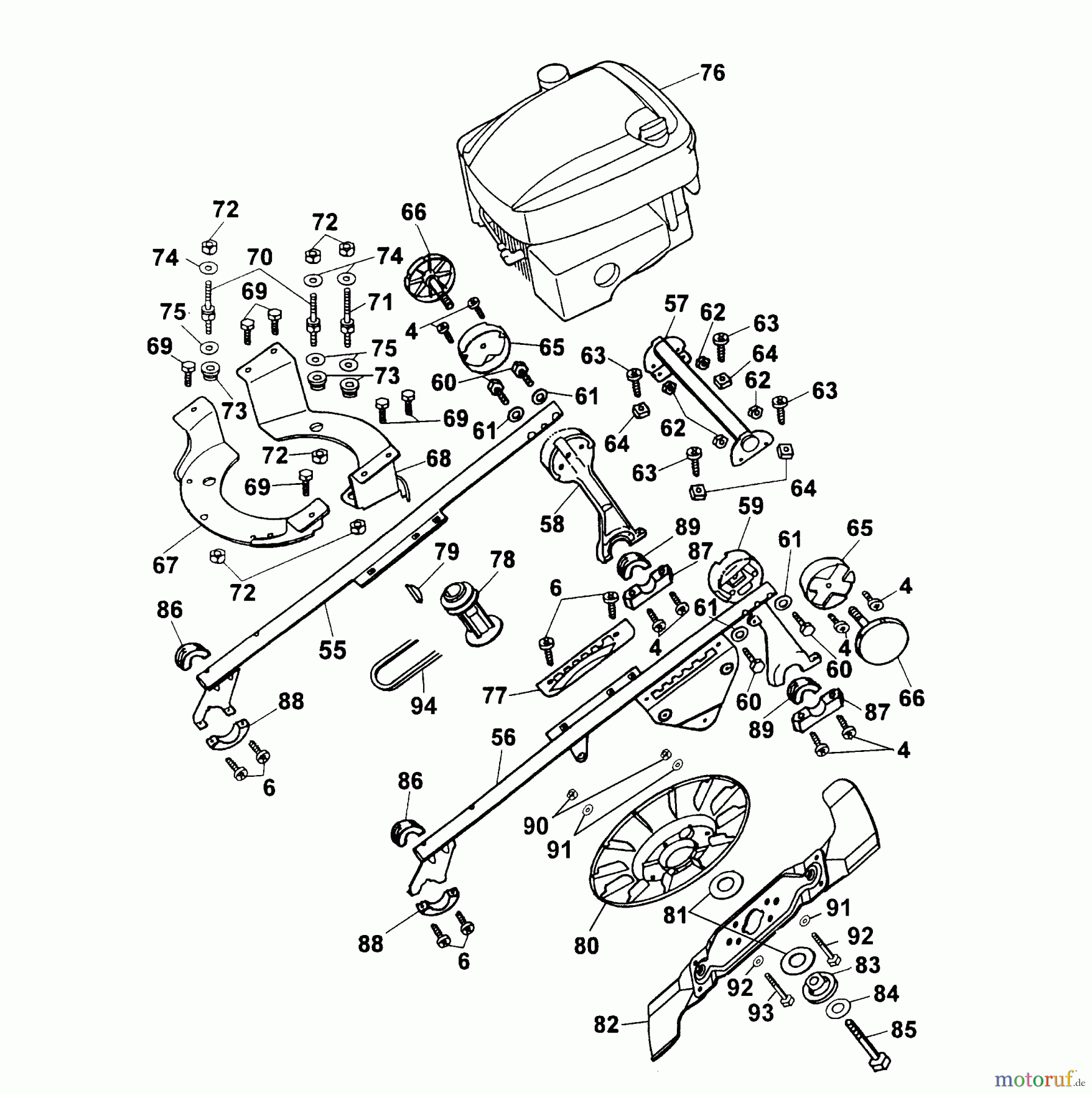  Wolf-Garten Petrol mower self propelled Concept 43 BAi 4360000 Series B, C, D  (2003) Frame, Blade, Motor