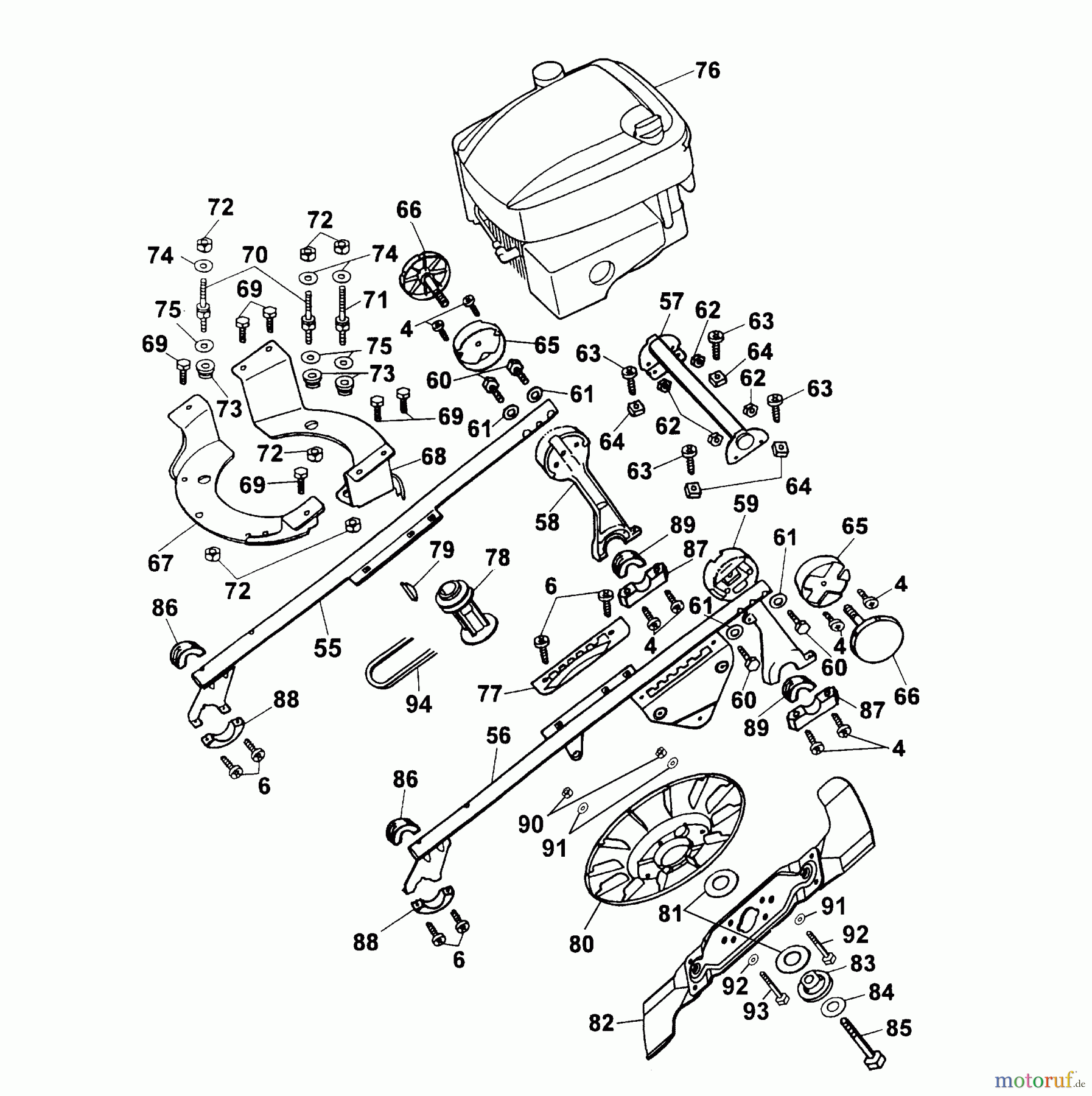  Wolf-Garten Petrol mower self propelled Concept 47 BA 6450000 Series B-D  (2003) Frame, Blade, Motor