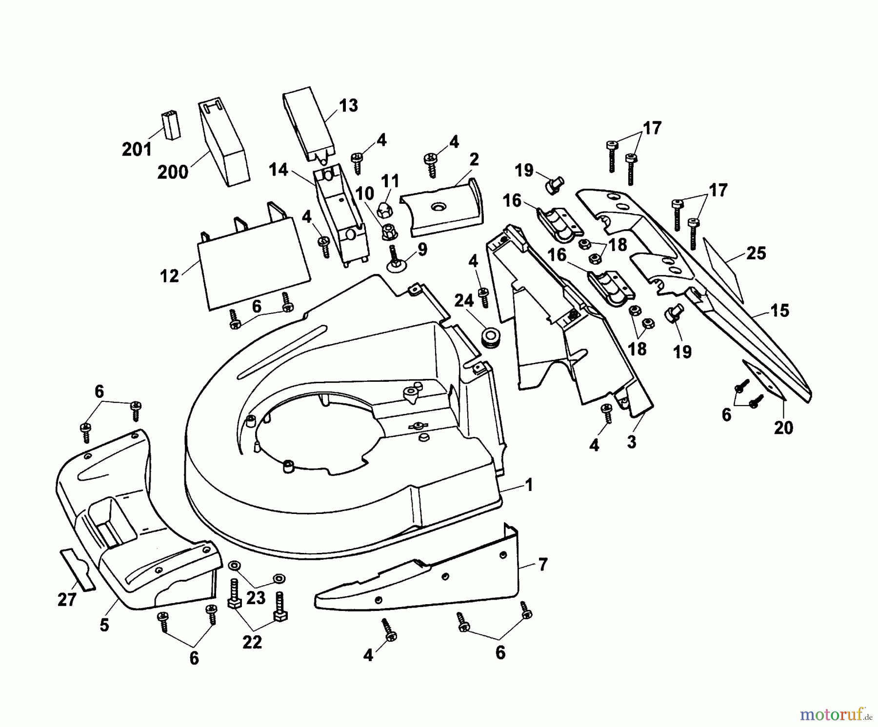  Wolf-Garten Petrol mower self propelled Concept 47 BAi 6460000 Series B-D  (2003) Deck housing