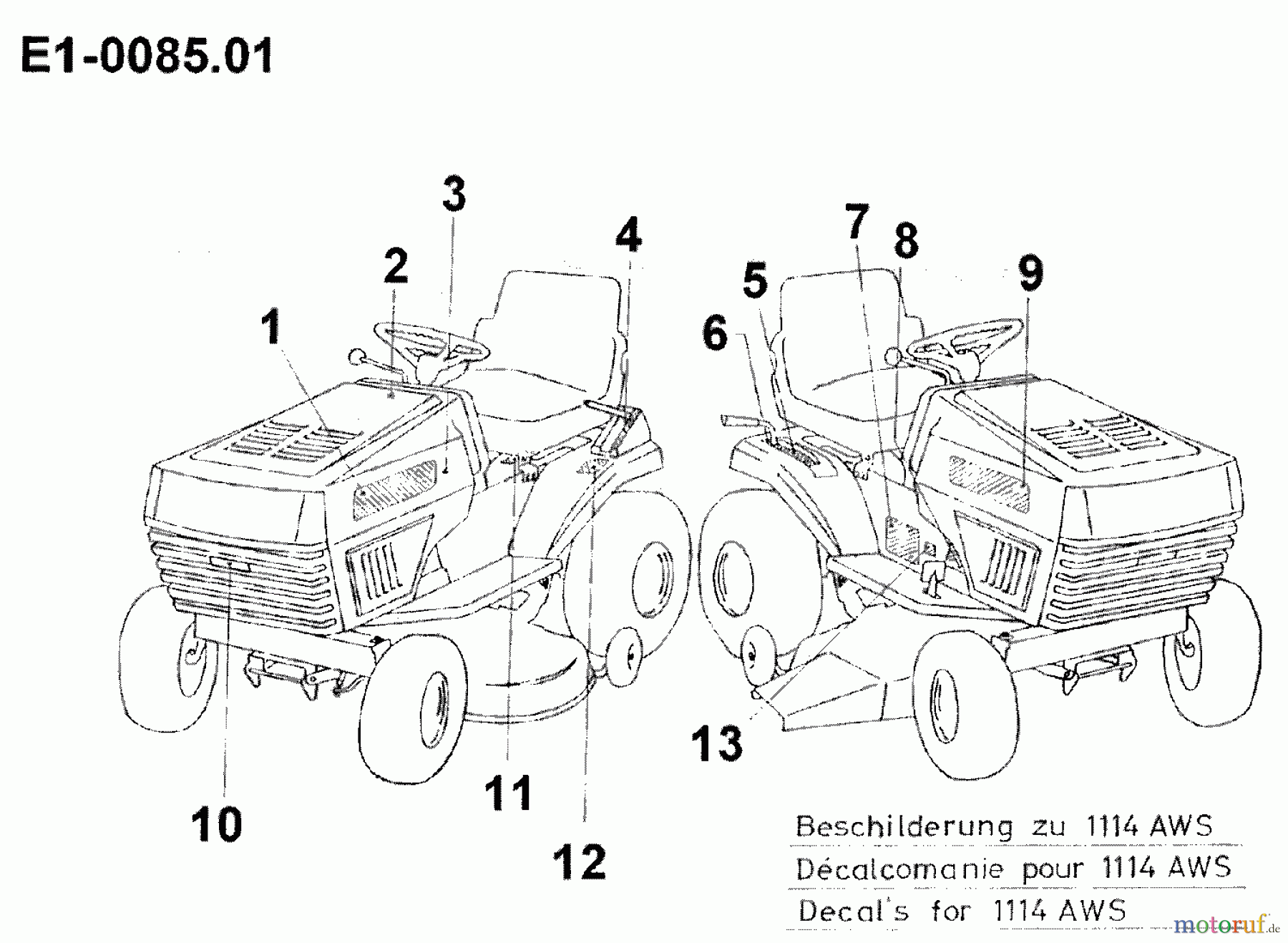  Gutbrod Lawn tractors 1114 AWS 00097.01  (1992) Decal