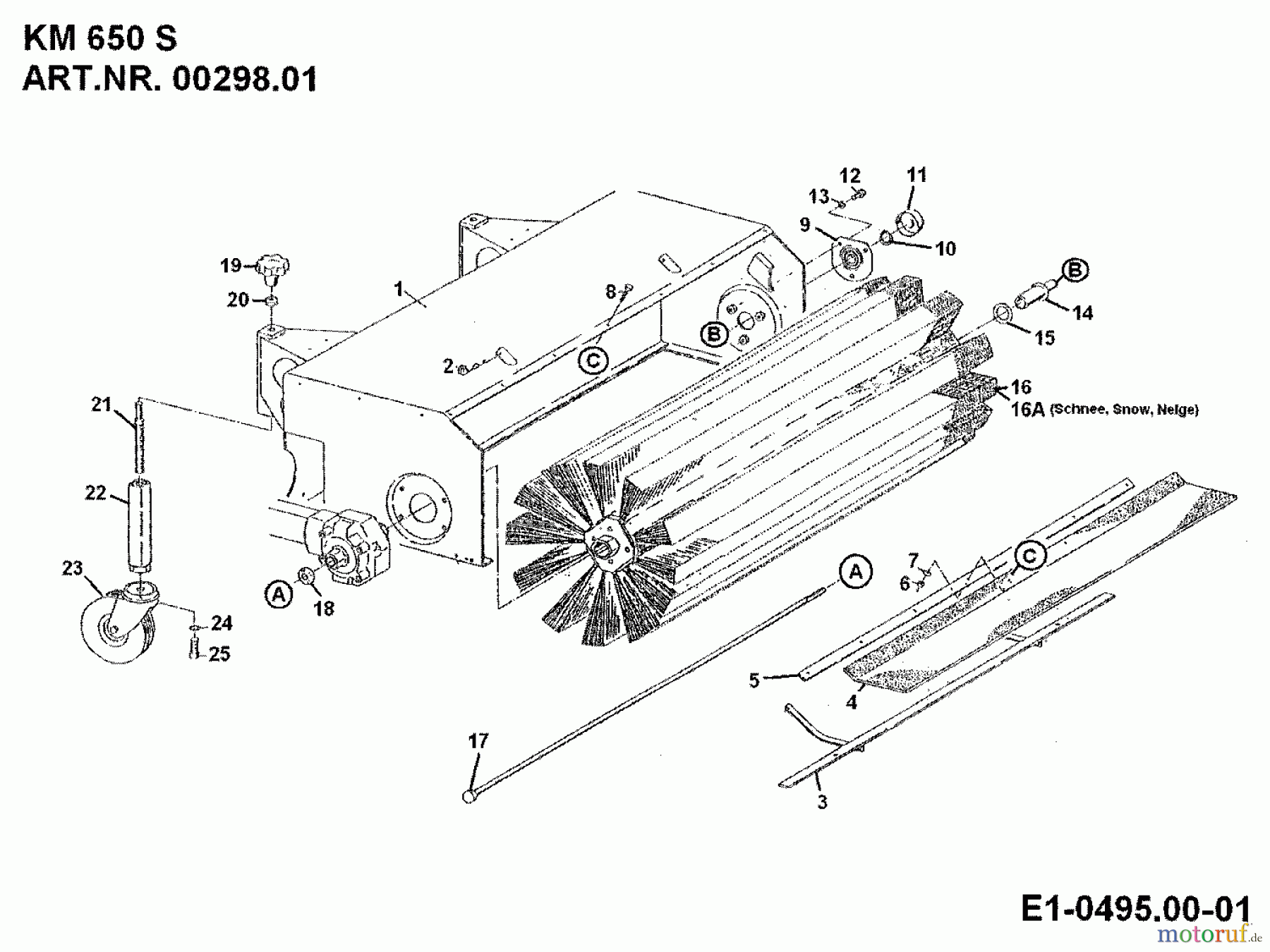  MTD Accessories Accessories multi purpose two wheel tractor Front sweeper KM 650 S for 550-750 00298.01  (1994) Brush roller, Wheel