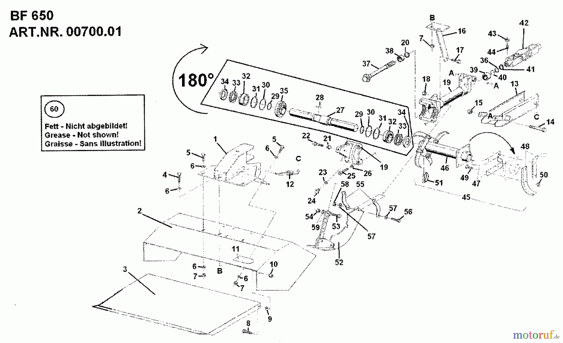  MTD Accessories Accessories multi purpose two wheel tractor Rotary tiller BF 650 for 550-750 00700.01  (1989) Basic machine