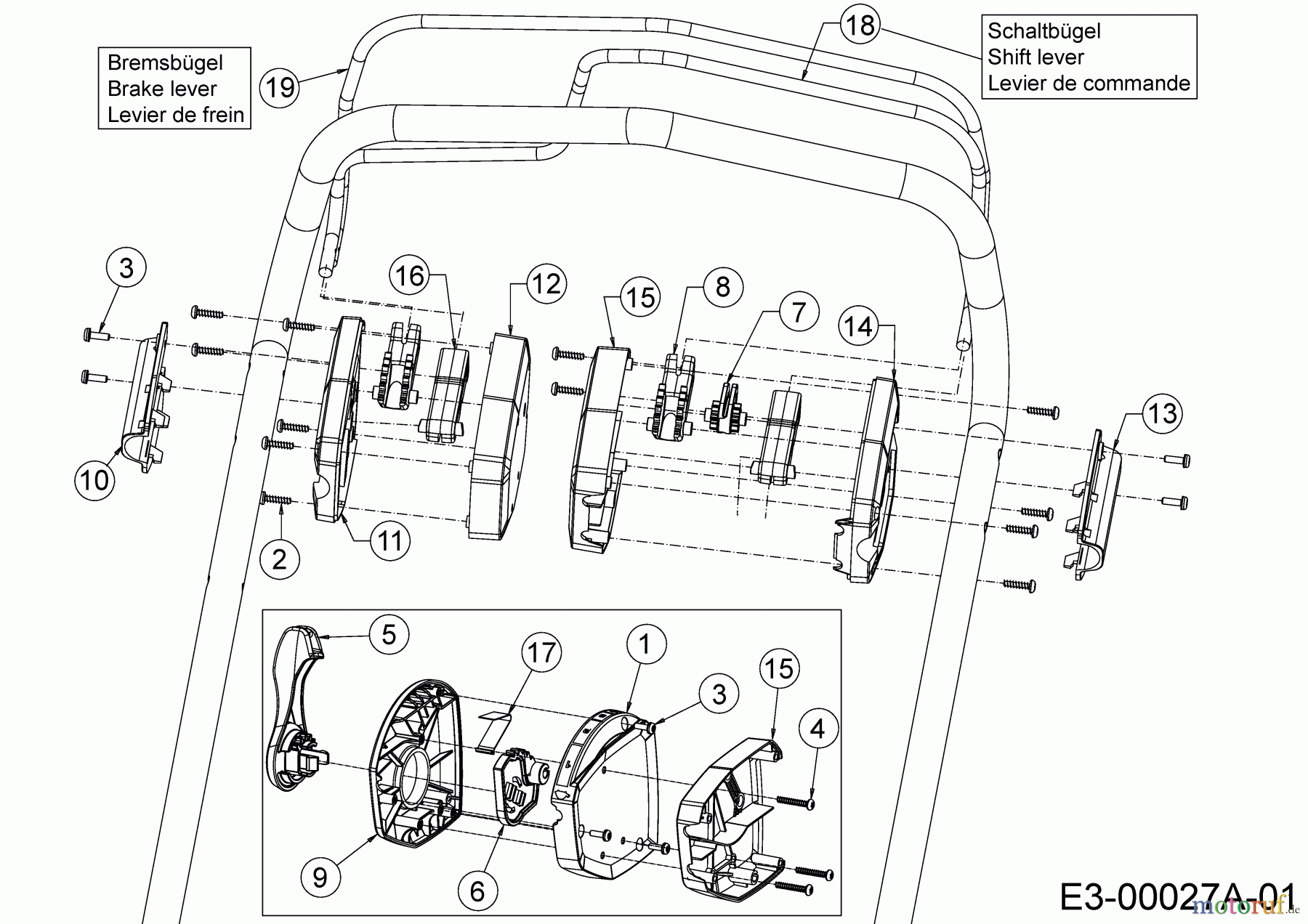  Cub Cadet Petrol mower self propelled XM2 ER53E 12ARZA9A603  (2018) Control lever, Speed control, Shift lever