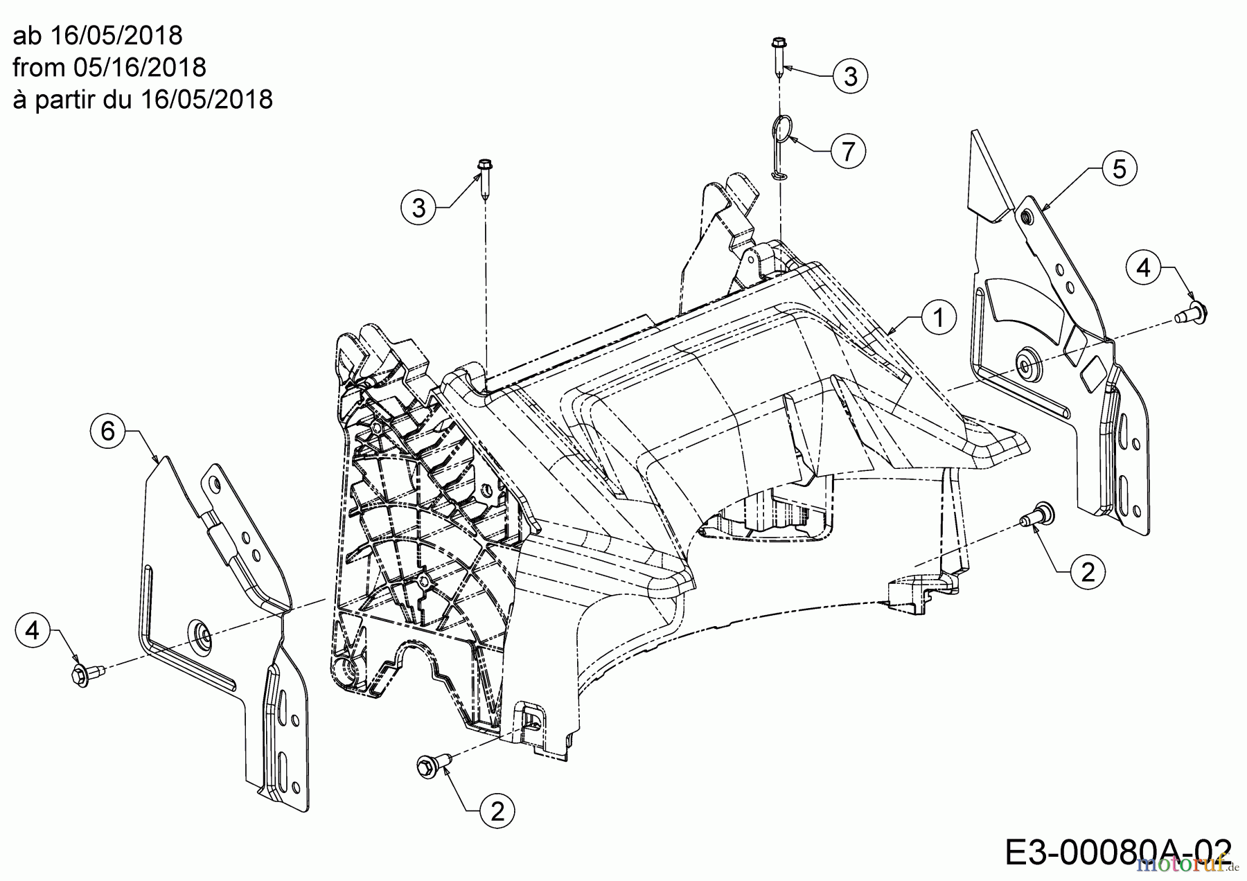  Wolf-Garten Petrol mower self propelled WA 53 AHW 12A-PV5L650  (2018) Rear baffle, Handle bracket from 05/16/2018