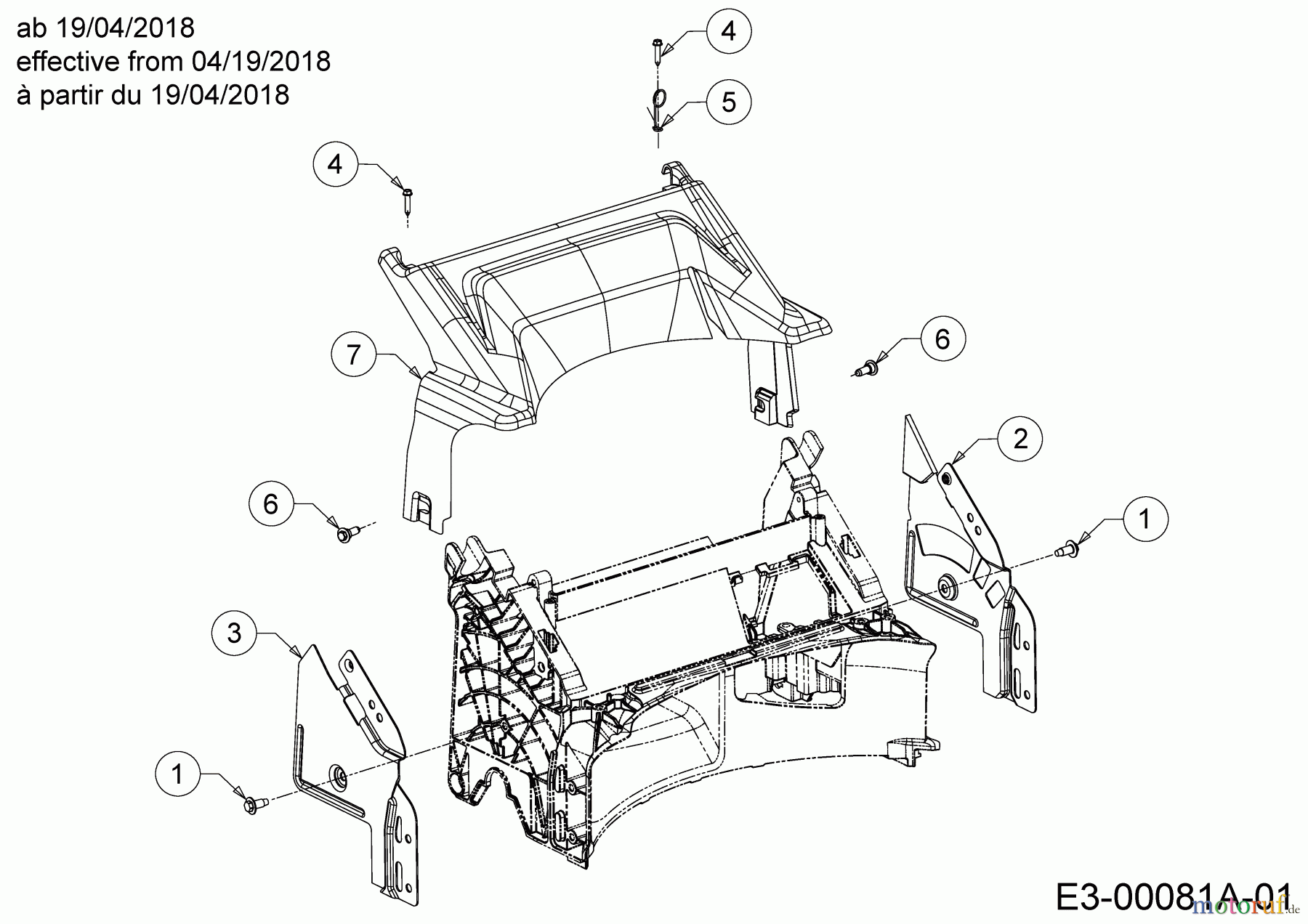  Cub Cadet Petrol mower self propelled CC 53 SPO V HW 12ABPVKC603  (2018) Rear baffle, Handle bracket from 04/19/2018