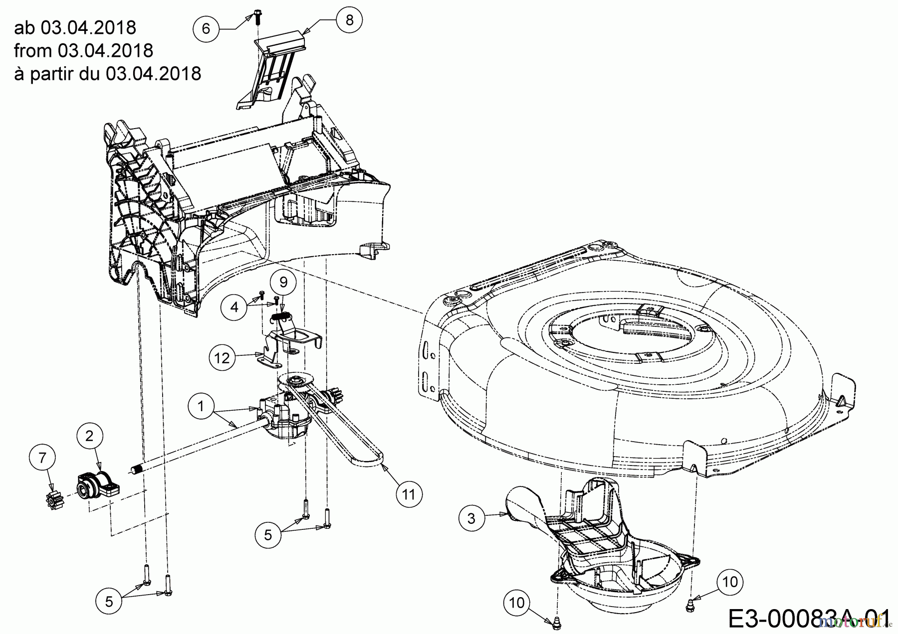  Wolf-Garten Petrol mower self propelled AT 4600 AHWES 12CETRS7650  (2018) Gearbox, Belt from 04/03/2018