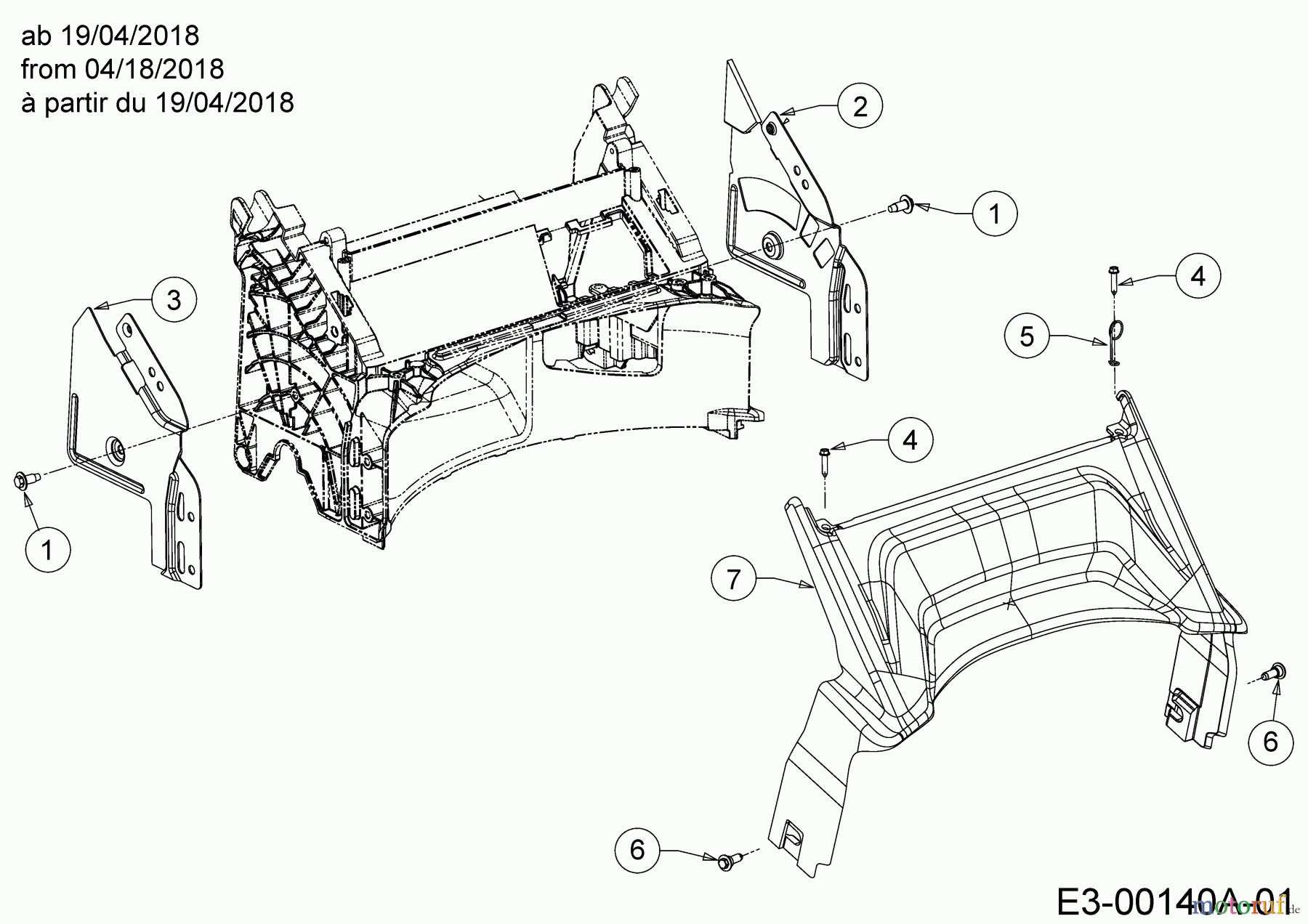  Cub Cadet Petrol mower LM1 AP42 11A-LQSJ603  (2018) Rear baffle, Handle bracket from 04/19/2018