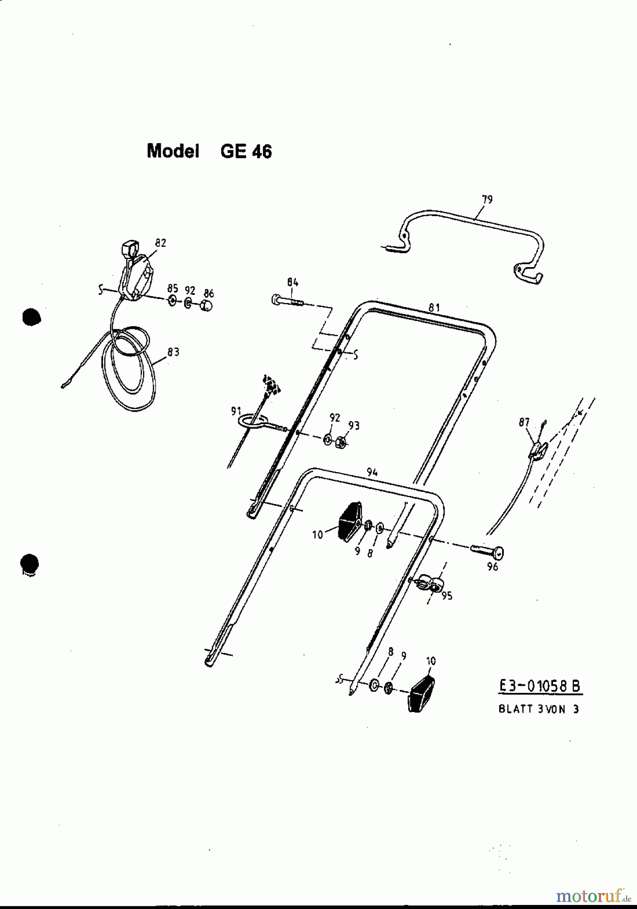  MTD Petrol mower GE 46 11A-T34Z678  (1998) Handle