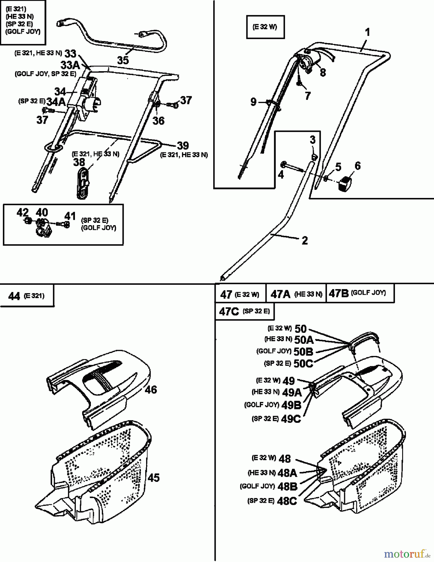  MTD Electric mower E 32 W 18A-C4D-678  (1998) Grass box, Handle