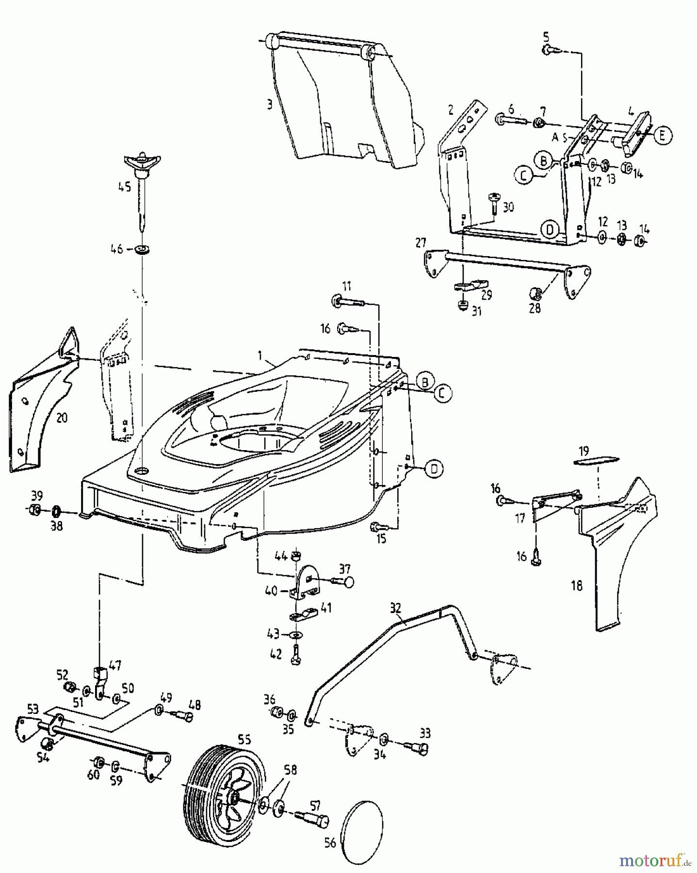  Gutbrod Petrol mower HB 42 L 11B-L56Z604  (1999) Height adjustment, Front wheels