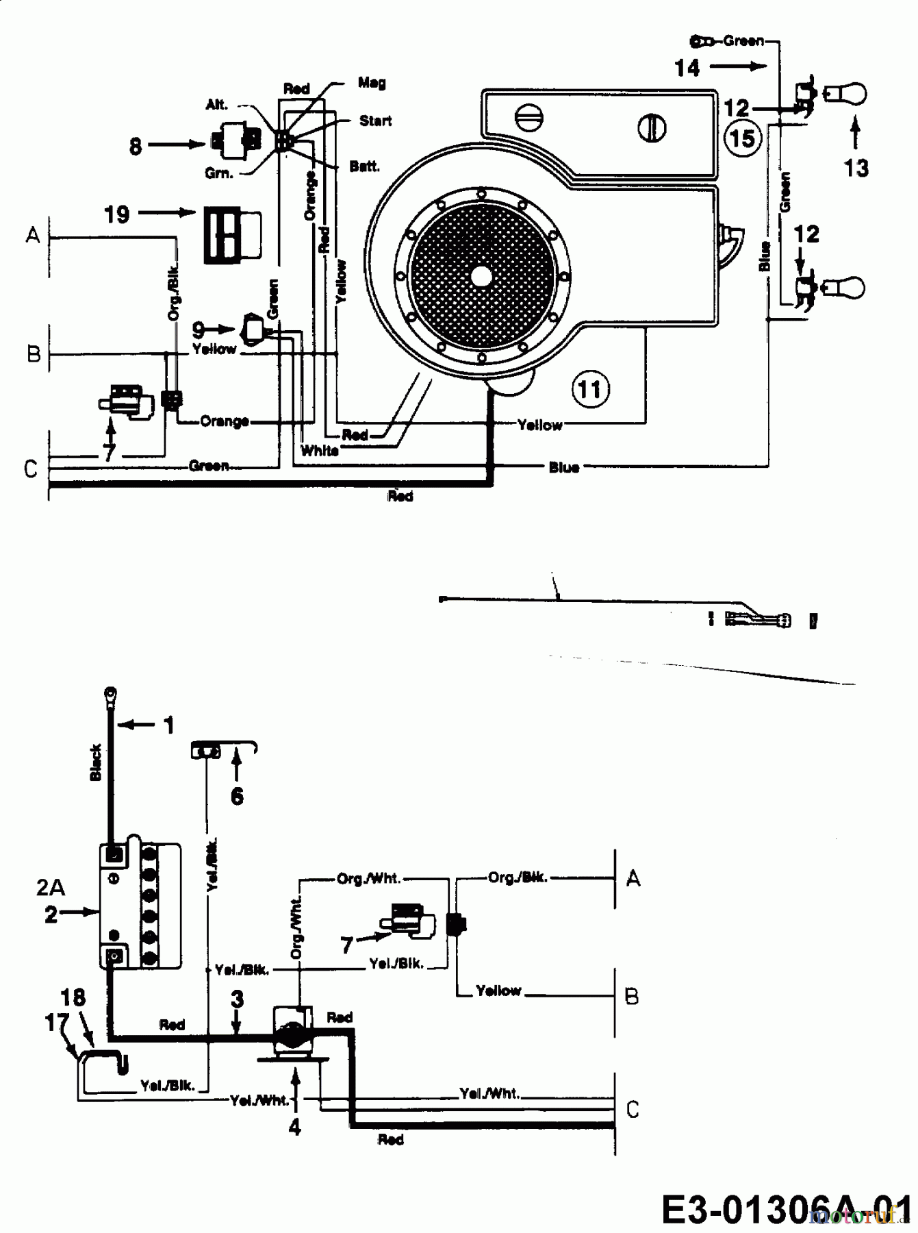  Edenparc Lawn tractors B 12592 13AL470E608  (1997) Wiring diagram single cylinder