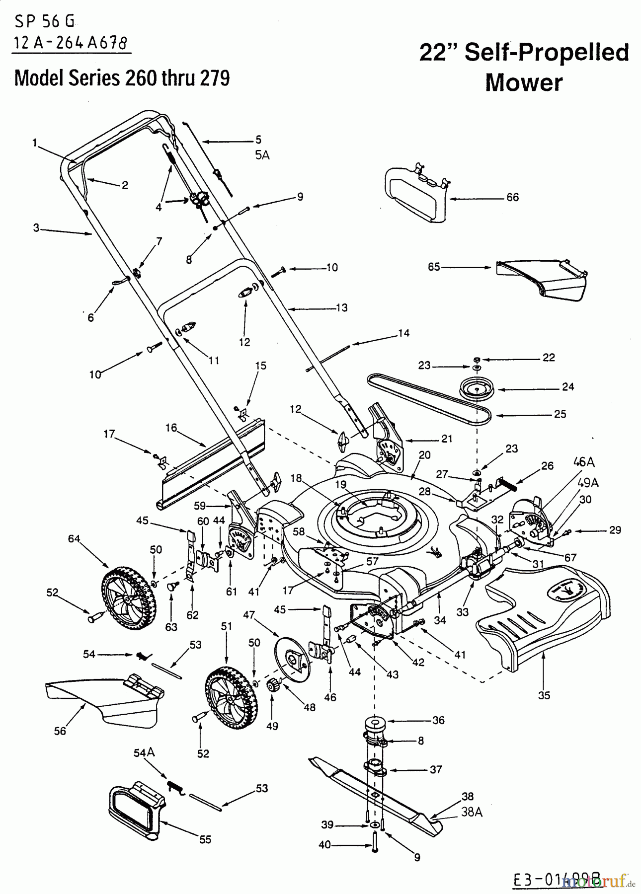  MTD Petrol mower self propelled SP 56 G 12A-264A678  (2001) Basic machine