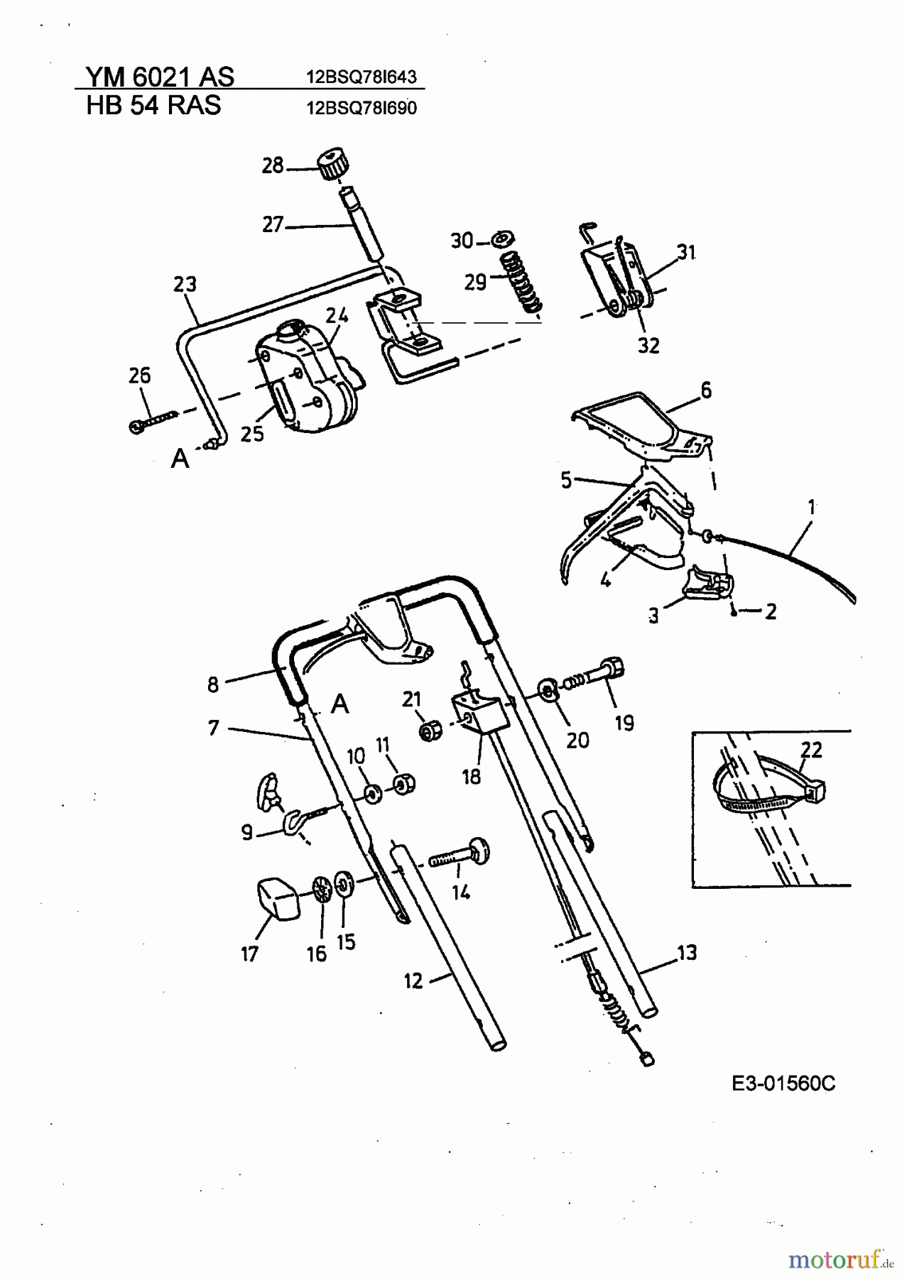  Gutbrod Petrol mower self propelled HB 54 RAS 12BSQ78I690  (2003) Upper handle