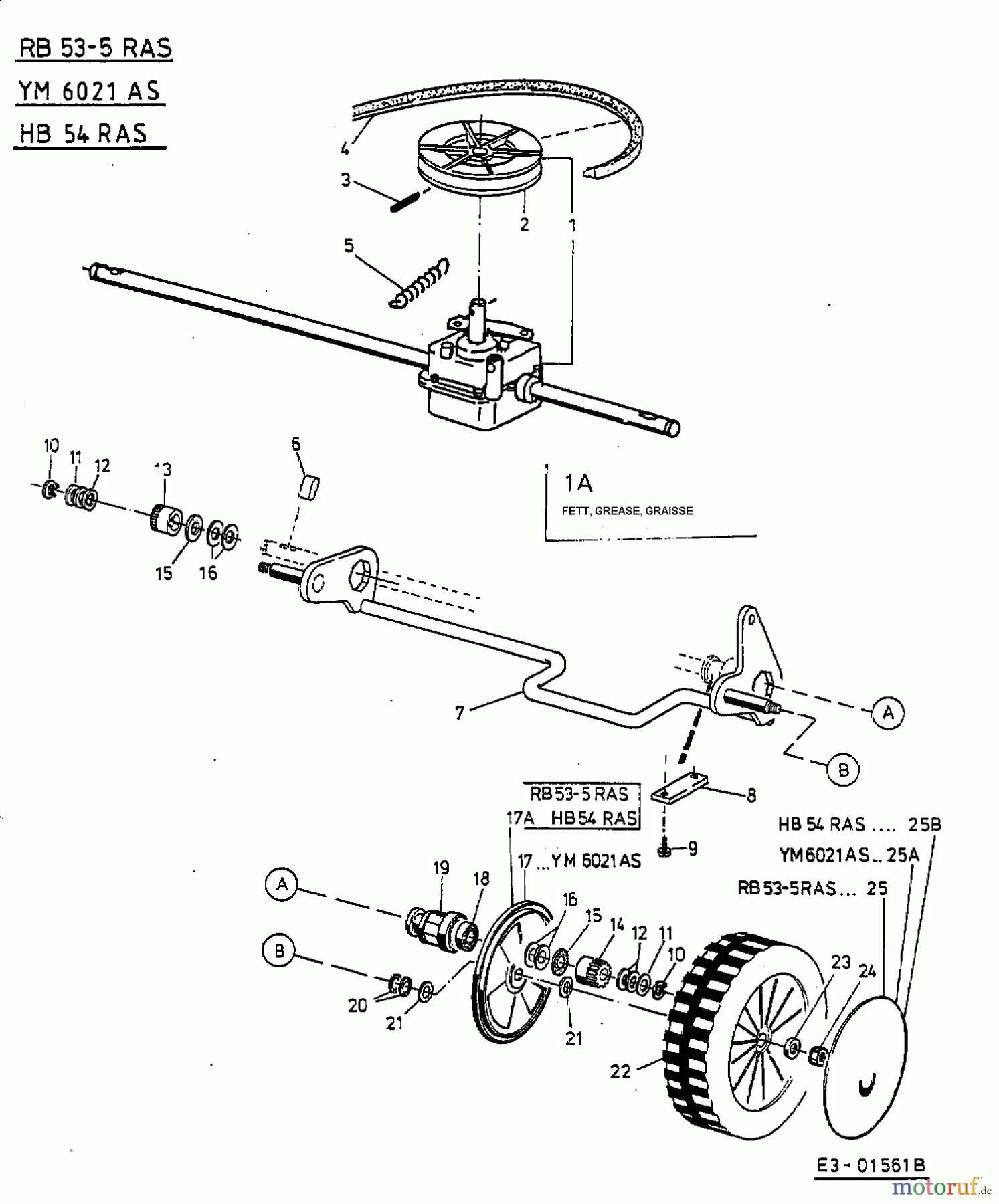  Gutbrod Petrol mower self propelled HB 54 RAS 12BSQ79U690  (2002) Gearbox, Wheels
