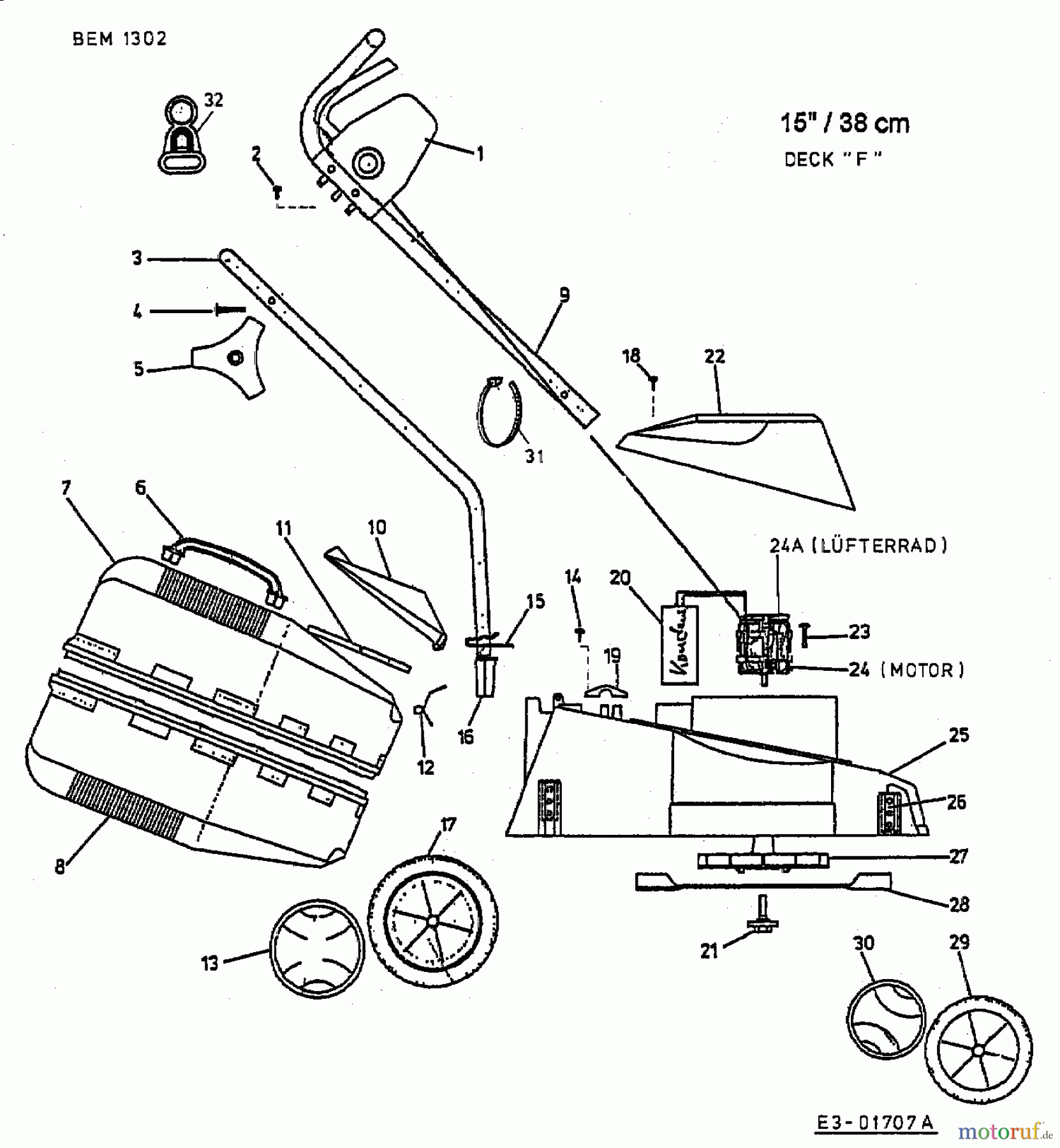  Budget Electric mower BEM 1302 18A-F0F-619  (2003) Basic machine