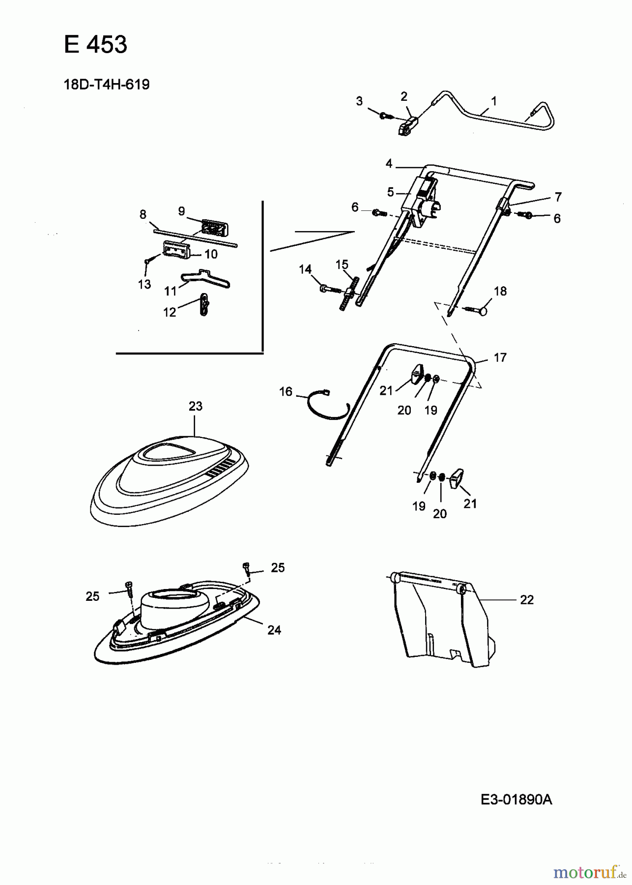  Fleurelle Electric mower E 453 18D-T4H-619  (2004) Rear flap, Handle