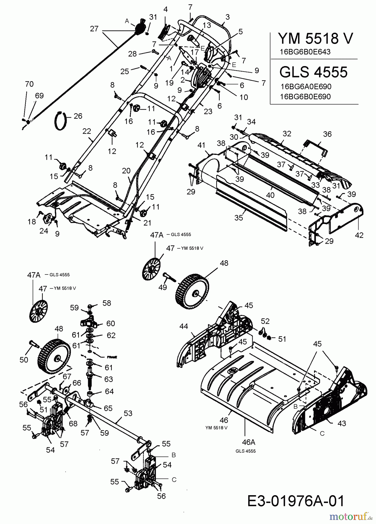  Gutbrod Petrol verticutter GLS 4555 16BG6B0E690  (2005) Handle, Height adjustment, Wheels