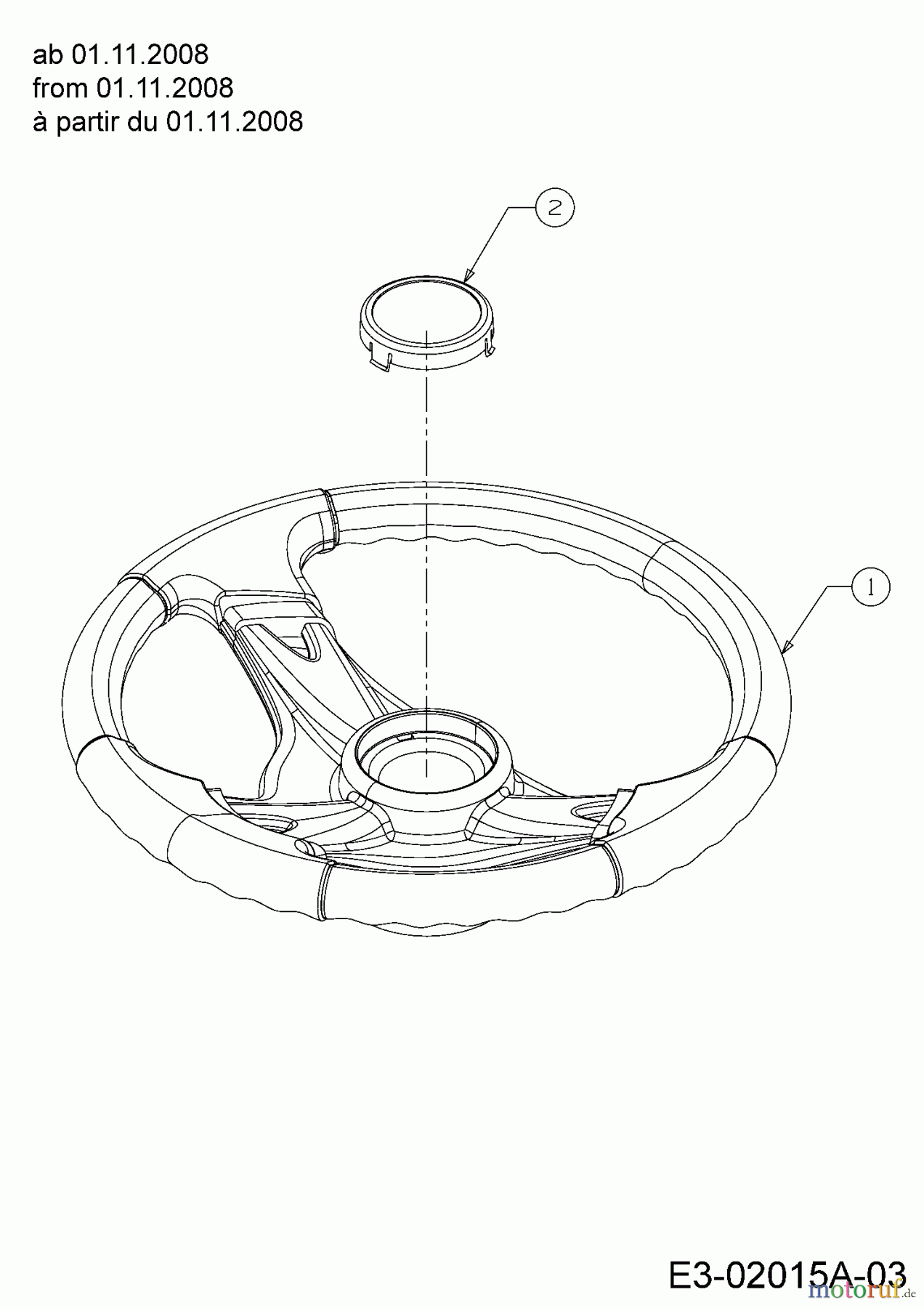  Cmi Lawn tractors 96-115 13AH762F620  (2009) Steering wheel from 01.11.2008